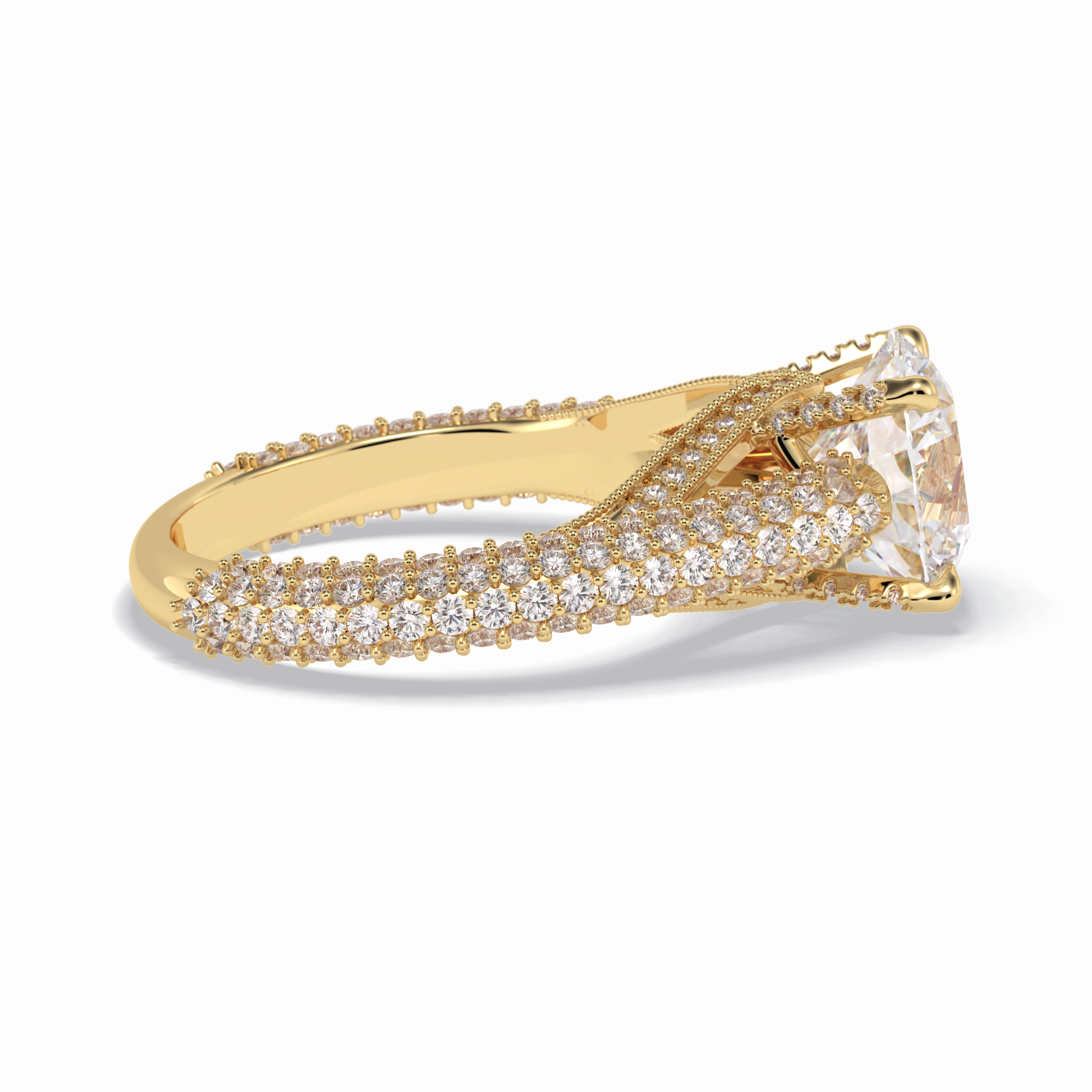 Round Pave Lab Grown Diamond Engagement Ring