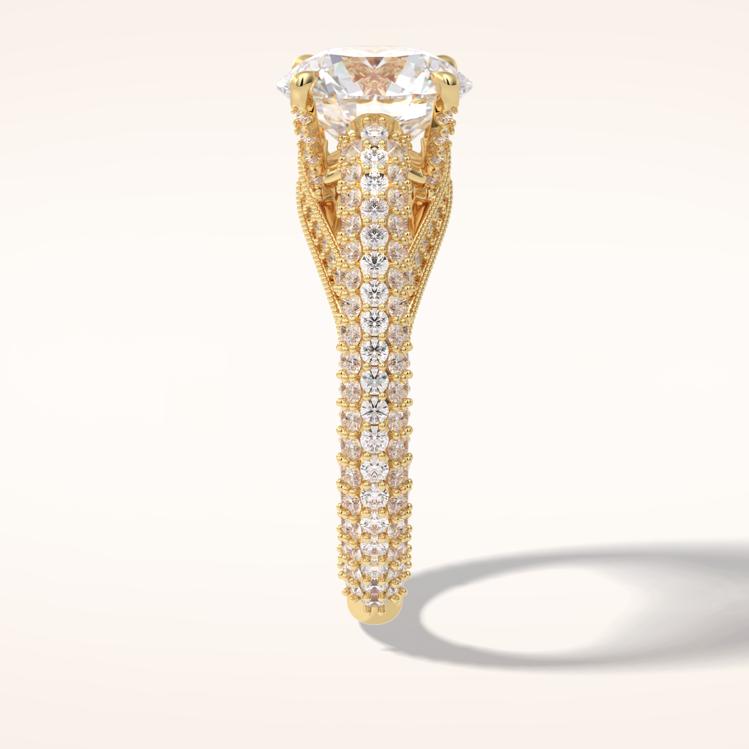 3 CT Round Shaped Pave Moissanite Engagement Ring