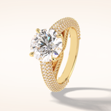 3 CT Round Shaped Pave Moissanite Engagement Ring