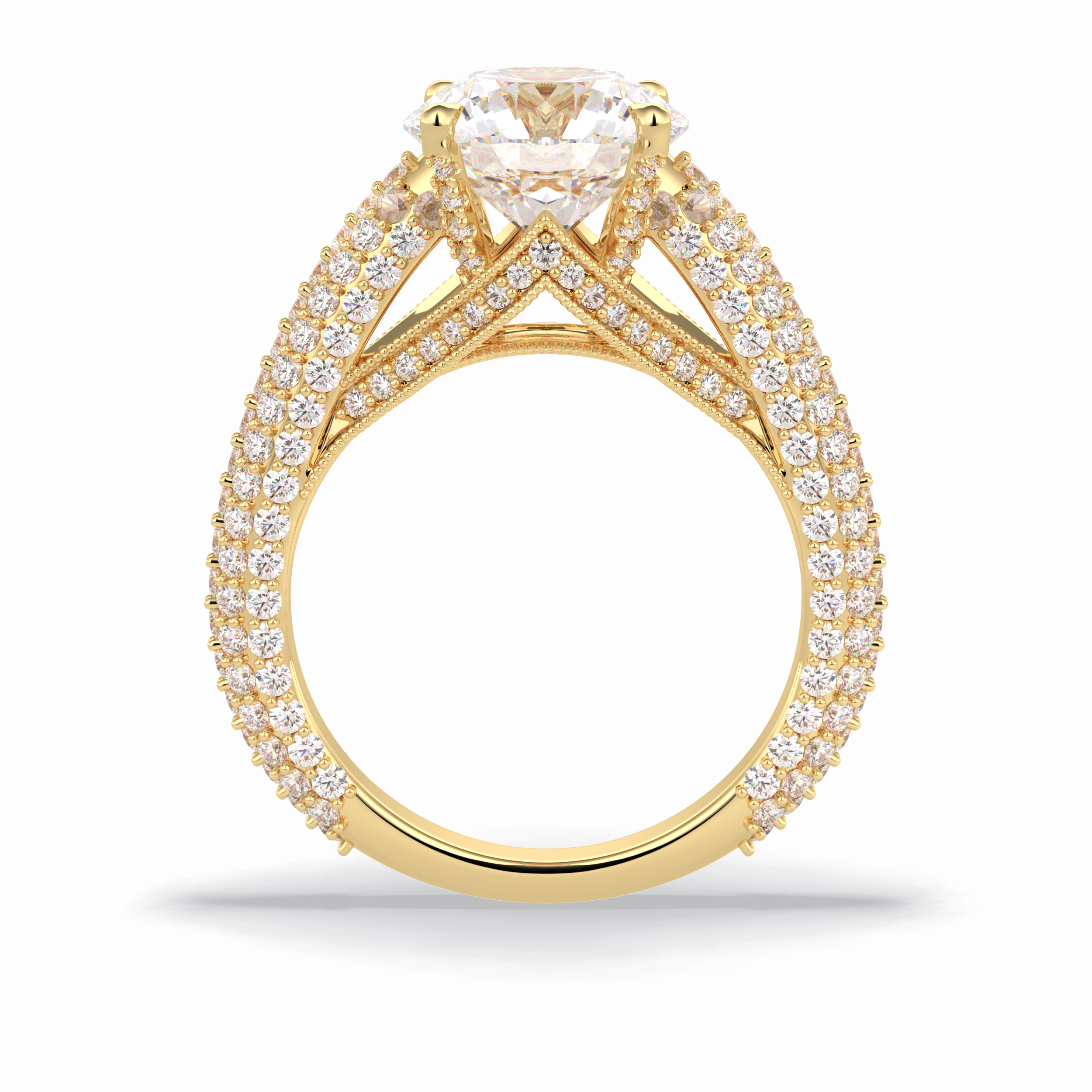 Round Pave Lab Grown Diamond Engagement Ring