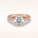 3 CT Round Shaped Pave Moissanite Engagement Ring