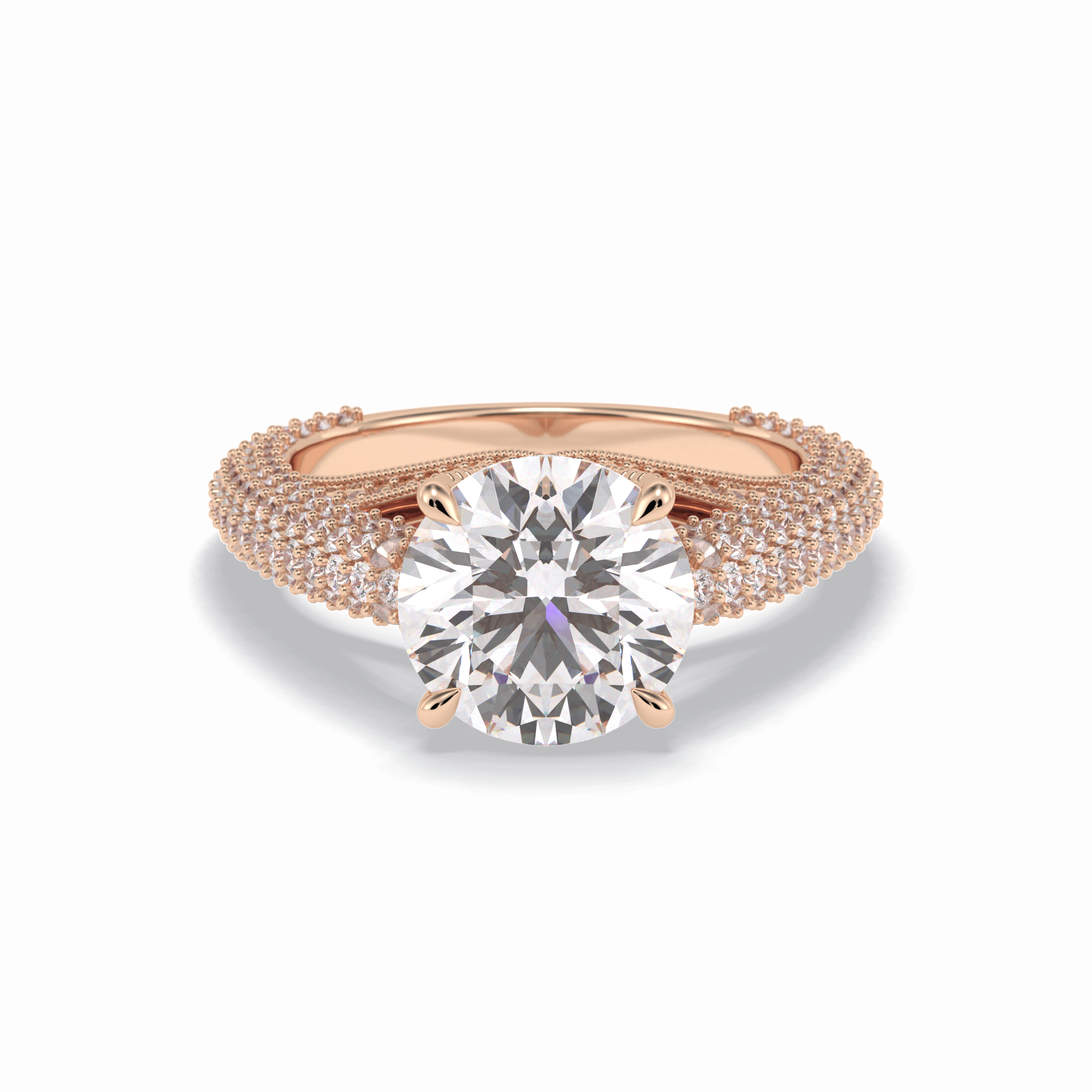 Round Pave Lab Grown Diamond Engagement Ring