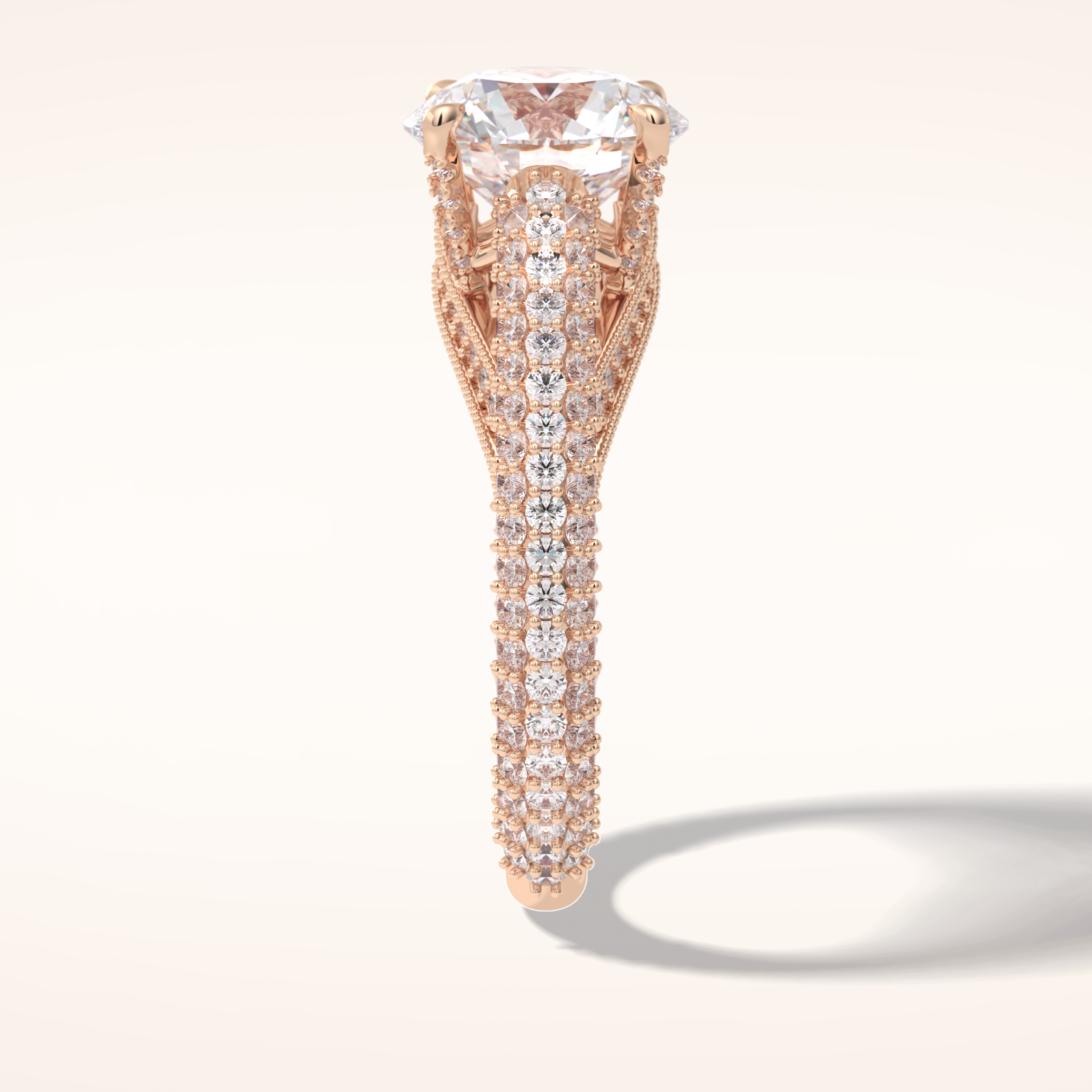 3 CT Round Shaped Pave Moissanite Engagement Ring