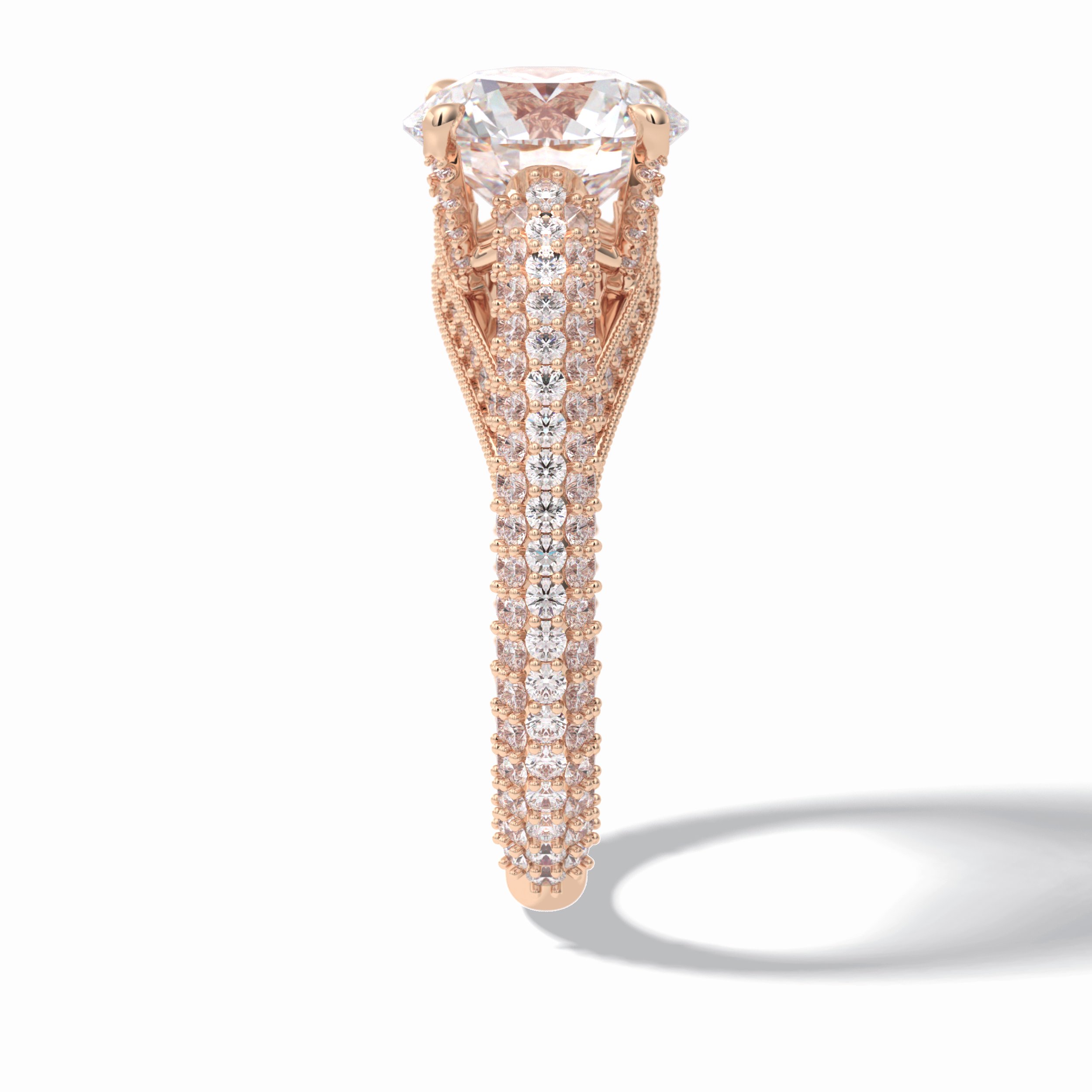 Round Pave Lab Grown Diamond Engagement Ring