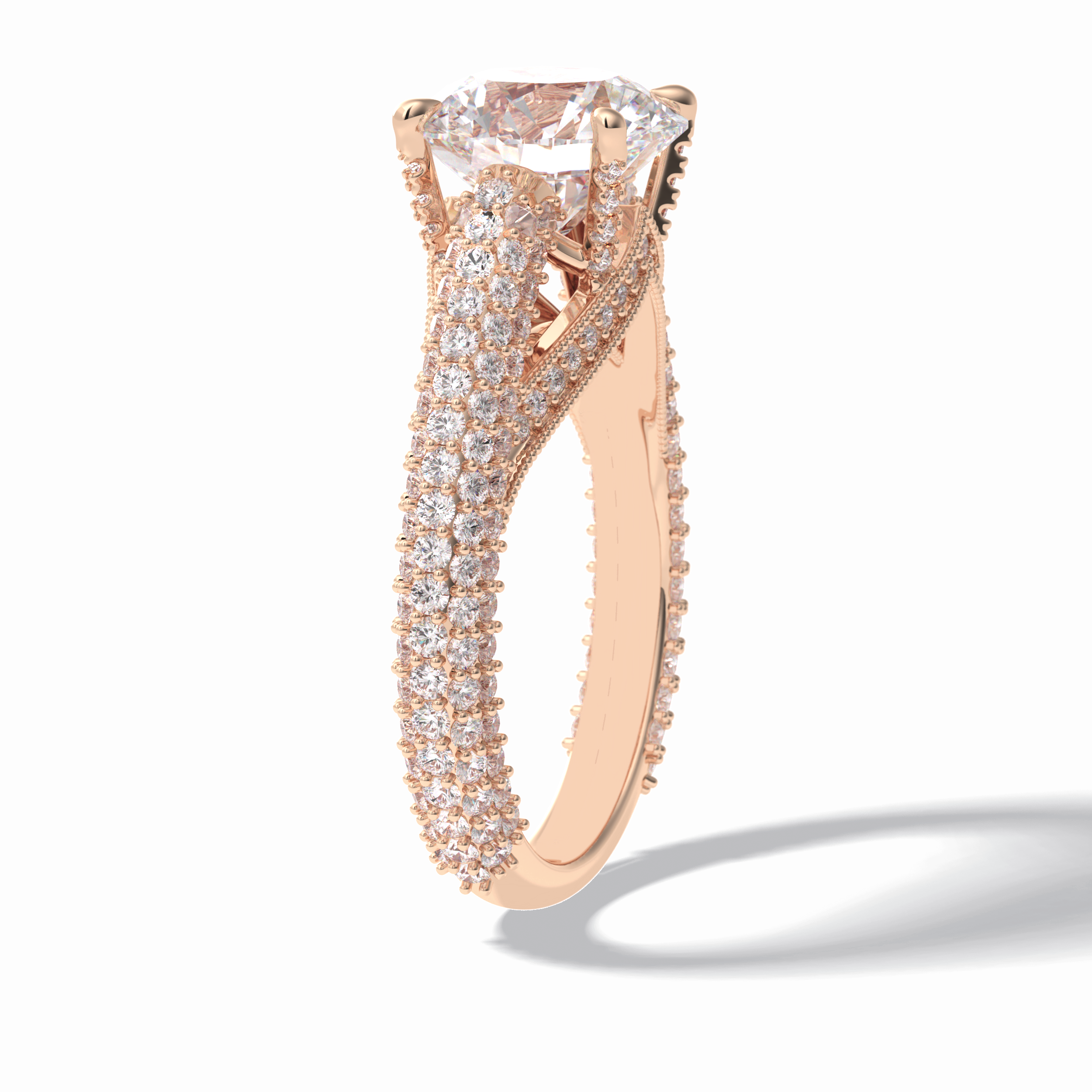 Round Pave Lab Grown Diamond Engagement Ring