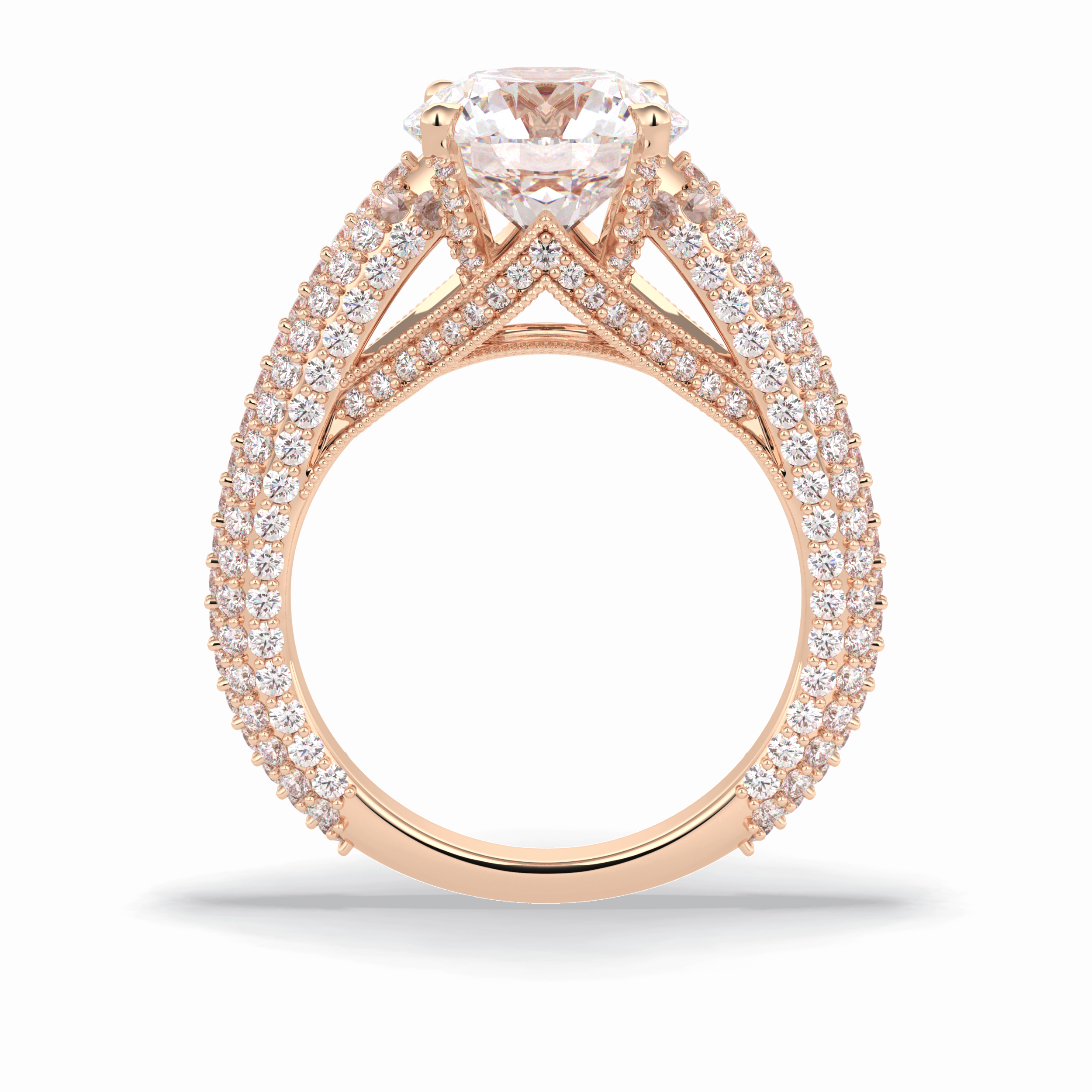 Round Pave Lab Grown Diamond Engagement Ring
