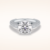 3 CT Round Shaped Pave Moissanite Engagement Ring