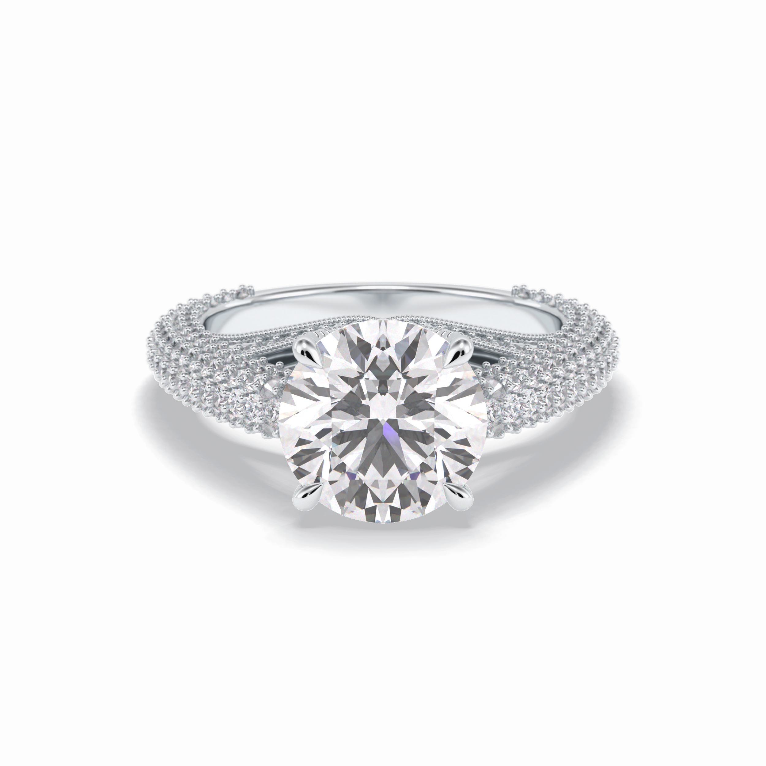 Round Pave Lab Grown Diamond Engagement Ring