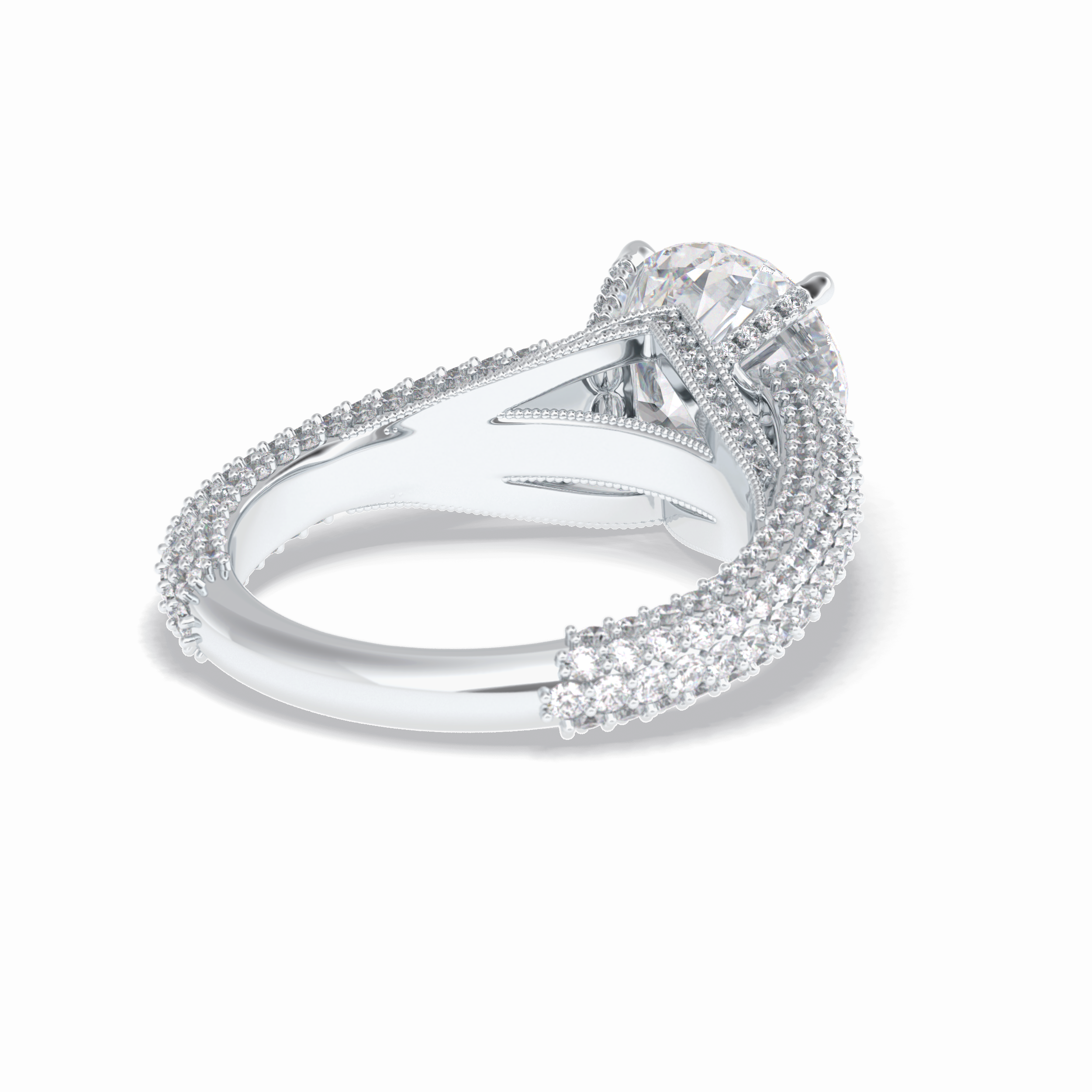 Round Pave Lab Grown Diamond Engagement Ring