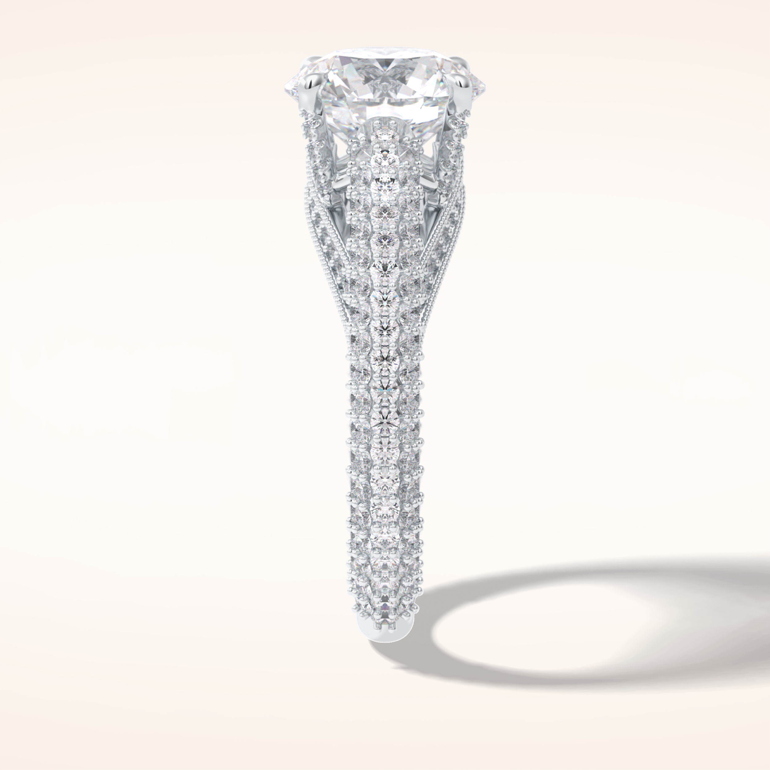 3 CT Round Shaped Pave Moissanite Engagement Ring
