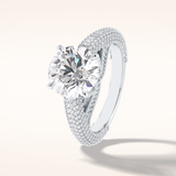 3 CT Round Shaped Pave Moissanite Engagement Ring
