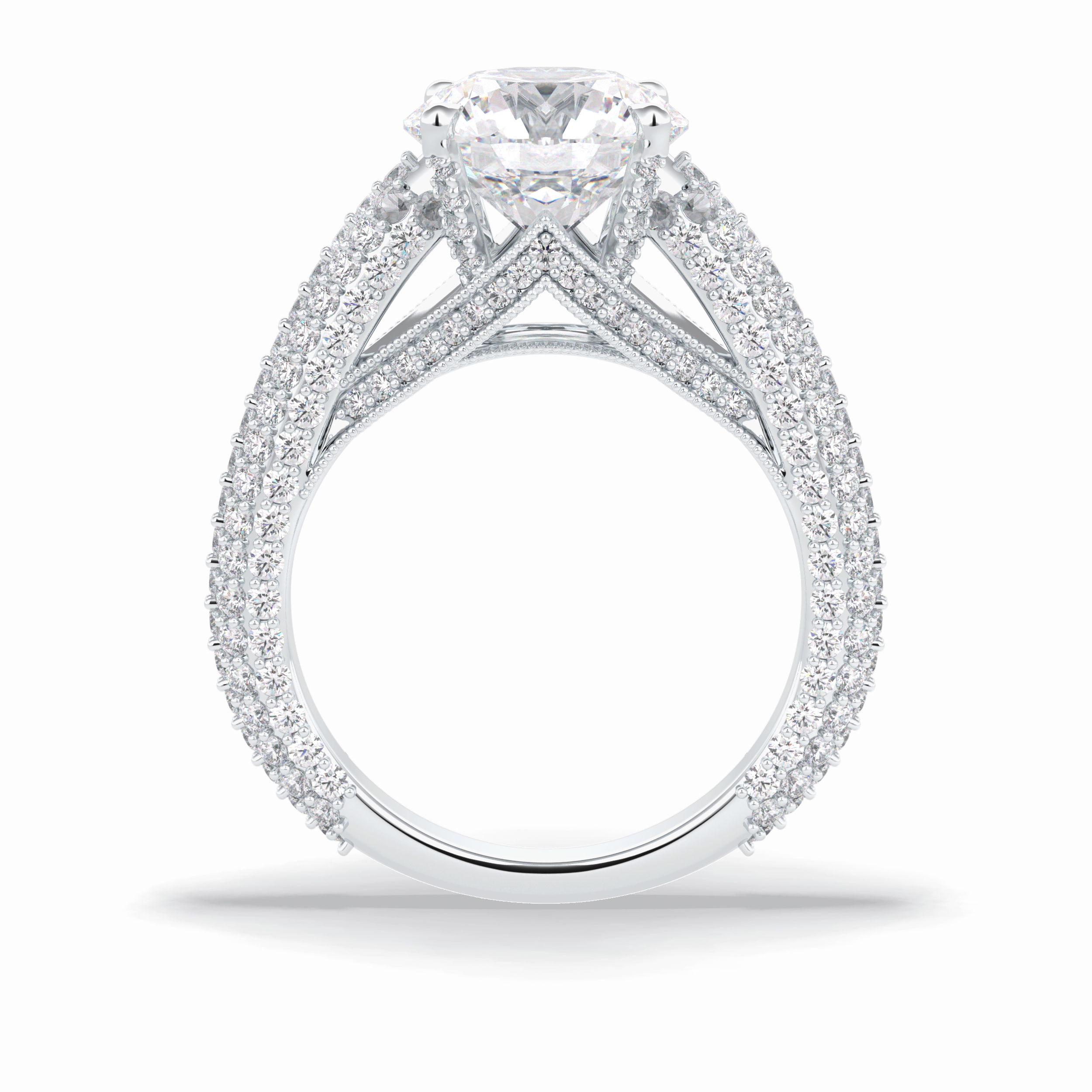 Round Pave Lab Grown Diamond Engagement Ring