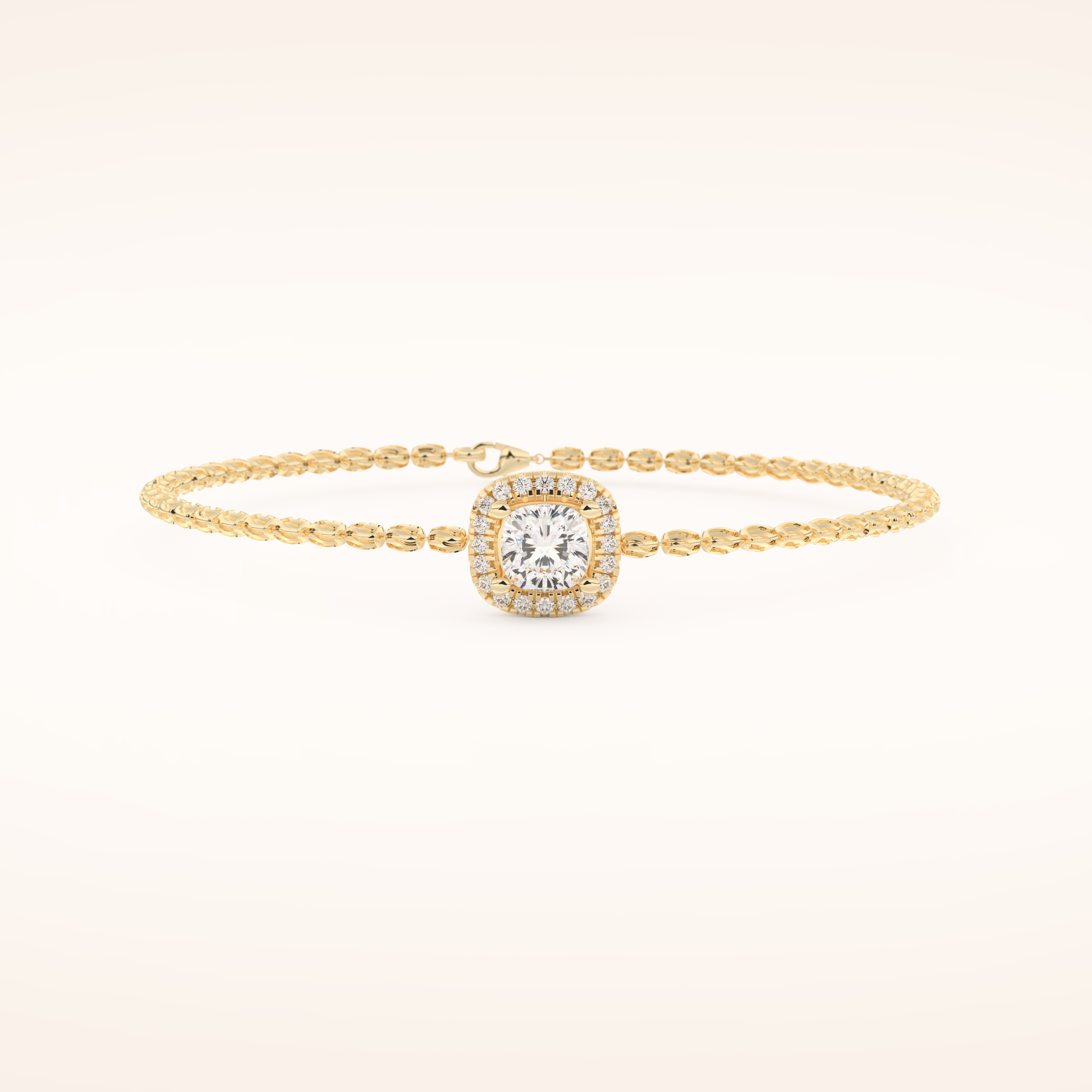 0.99 TCW Cushion and Round Moissanite Clover Bracelet