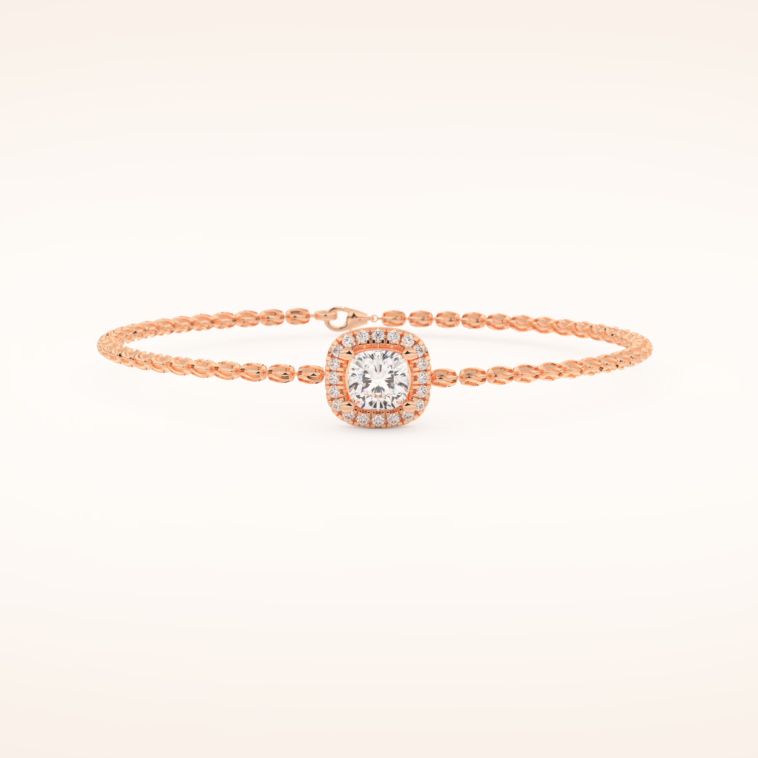 0.99 TCW Cushion and Round Moissanite Clover Bracelet