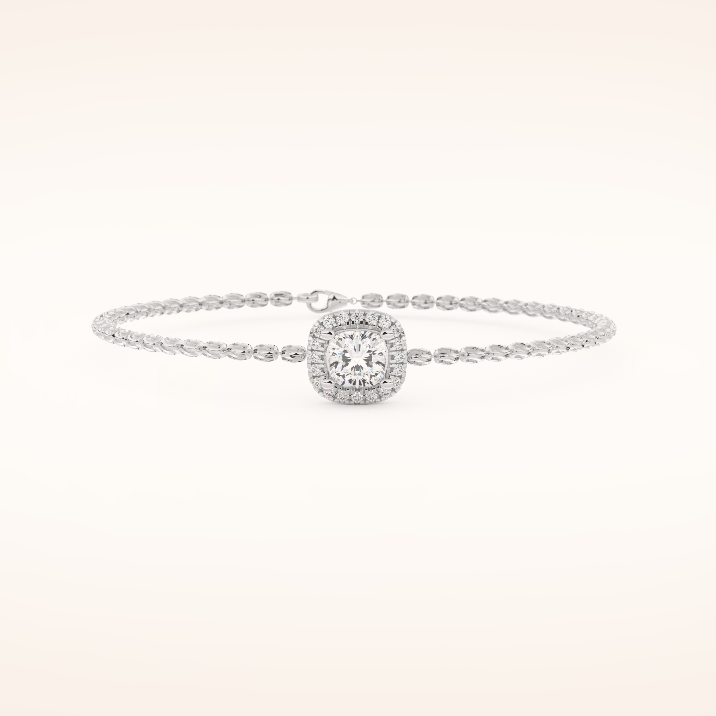 0.99 TCW Cushion and Round Moissanite Clover Bracelet