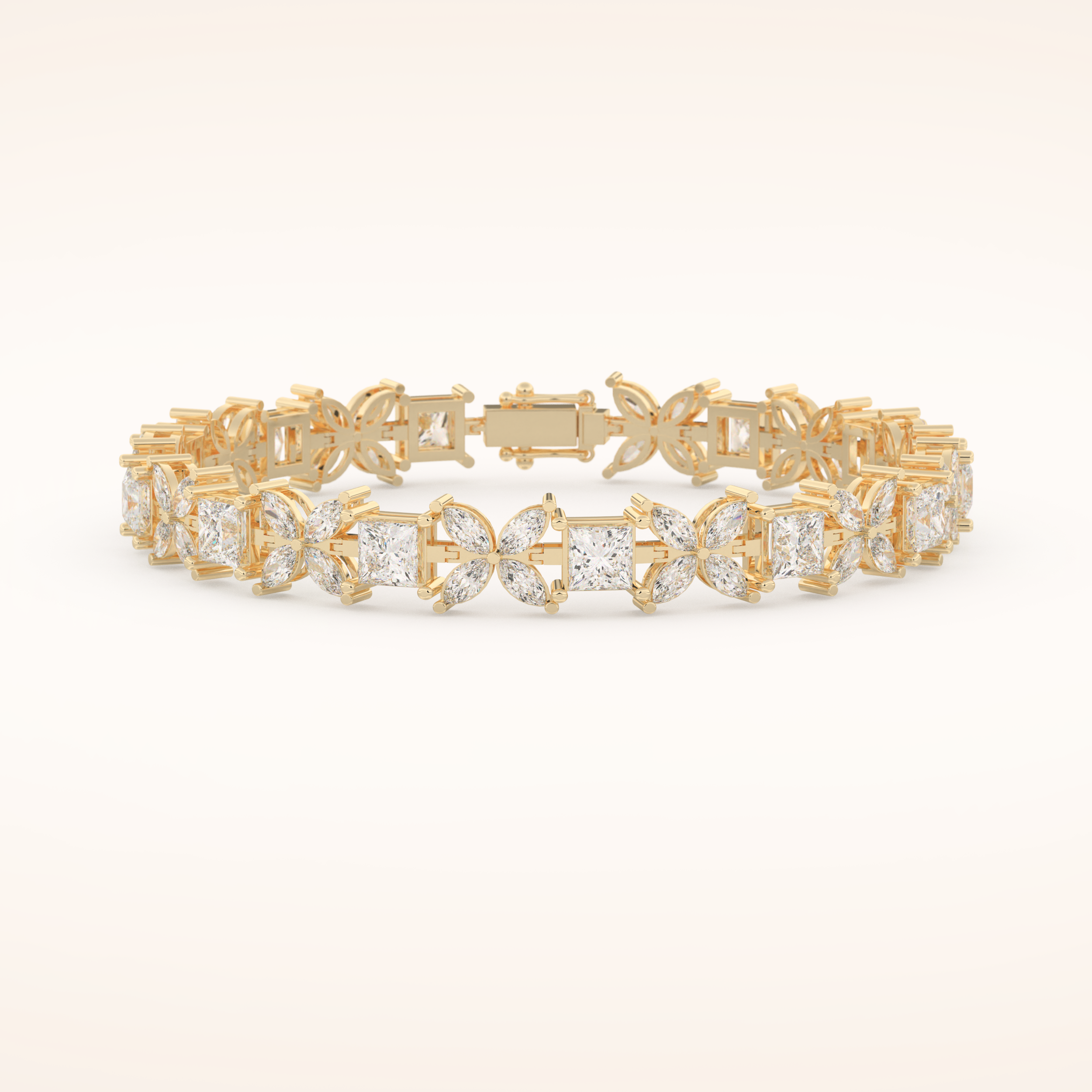 7.32 TCW Princess and Marquise Moissanite Tennis Bracelet