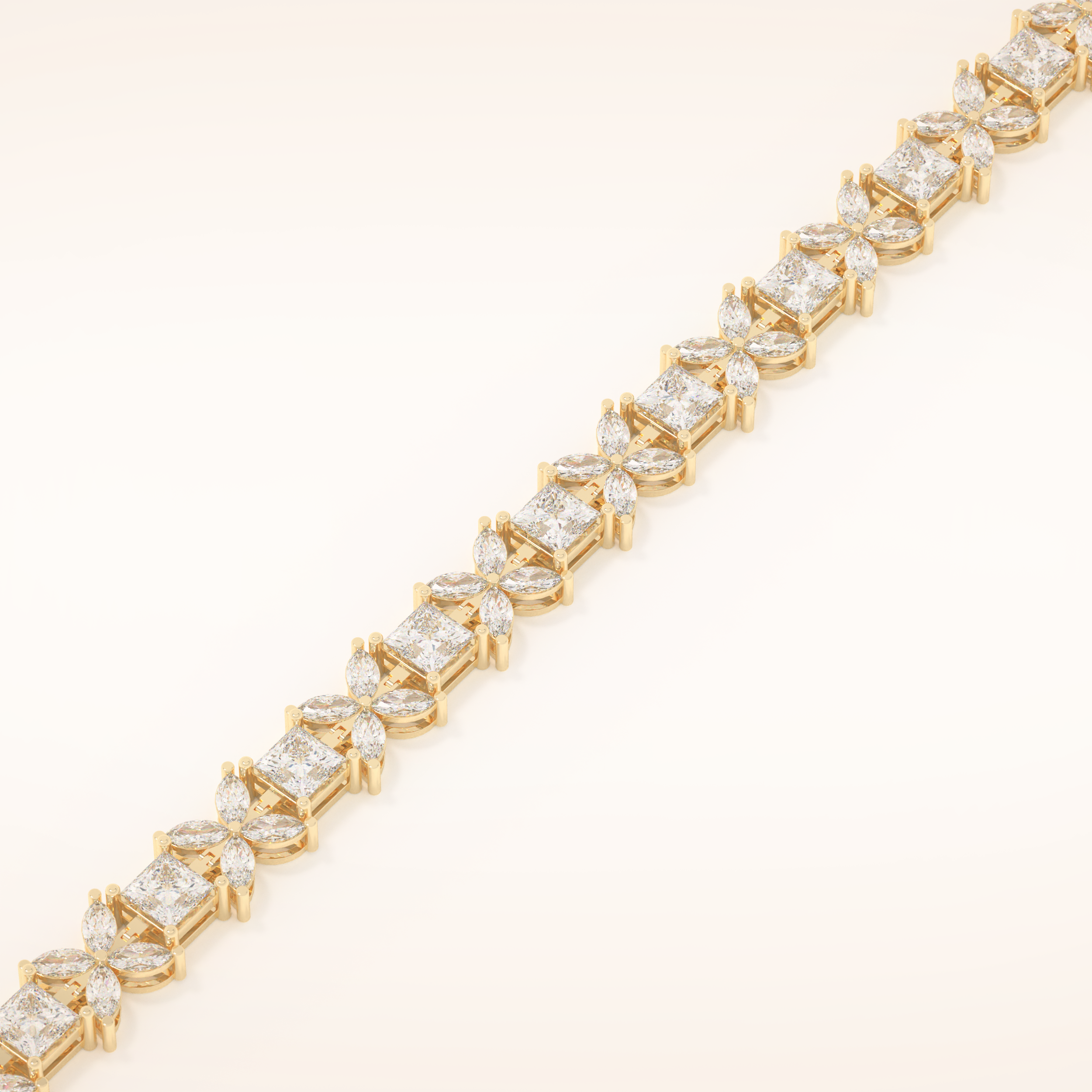 7.32 TCW Princess and Marquise Moissanite Tennis Bracelet