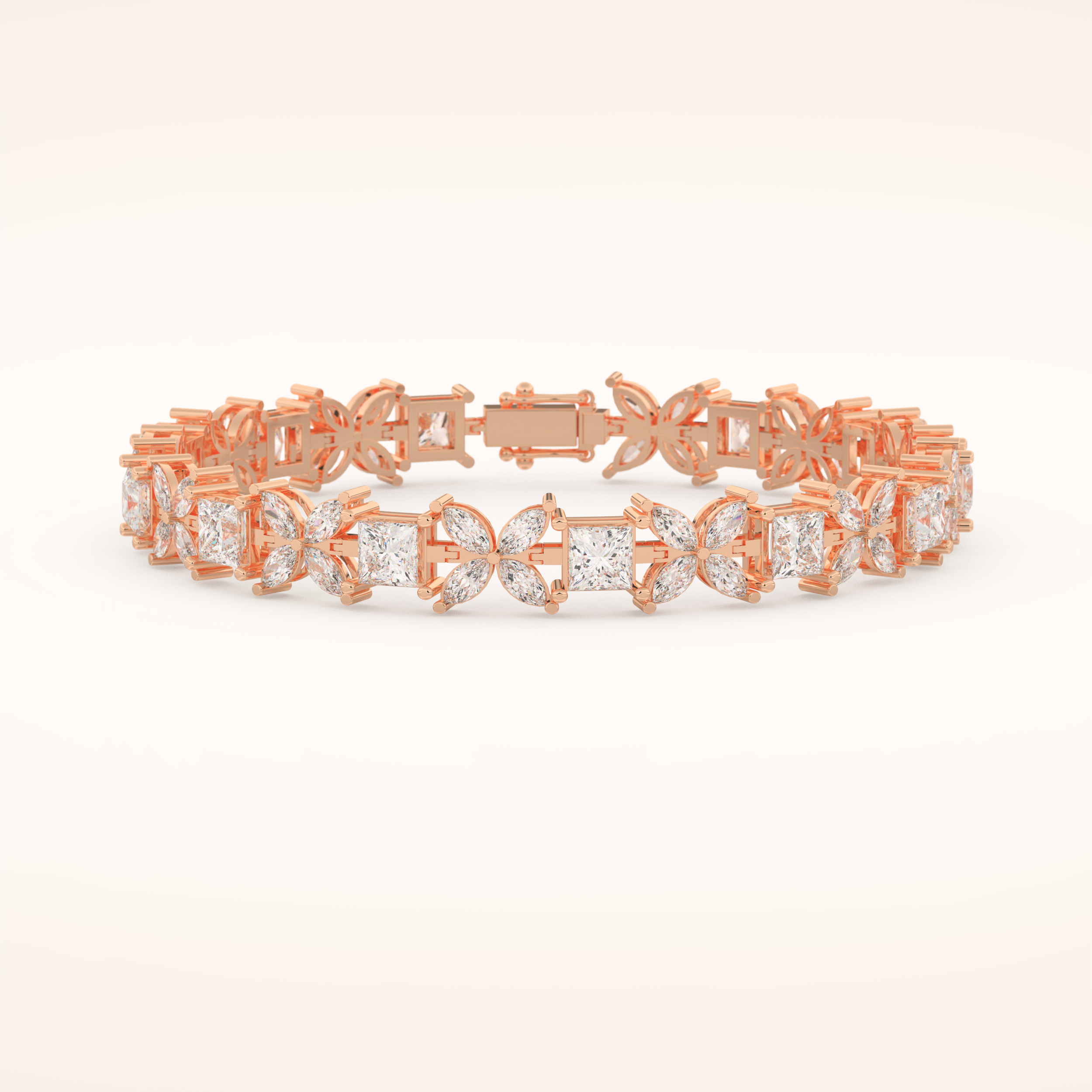 7.32 TCW Princess and Marquise Moissanite Tennis Bracelet