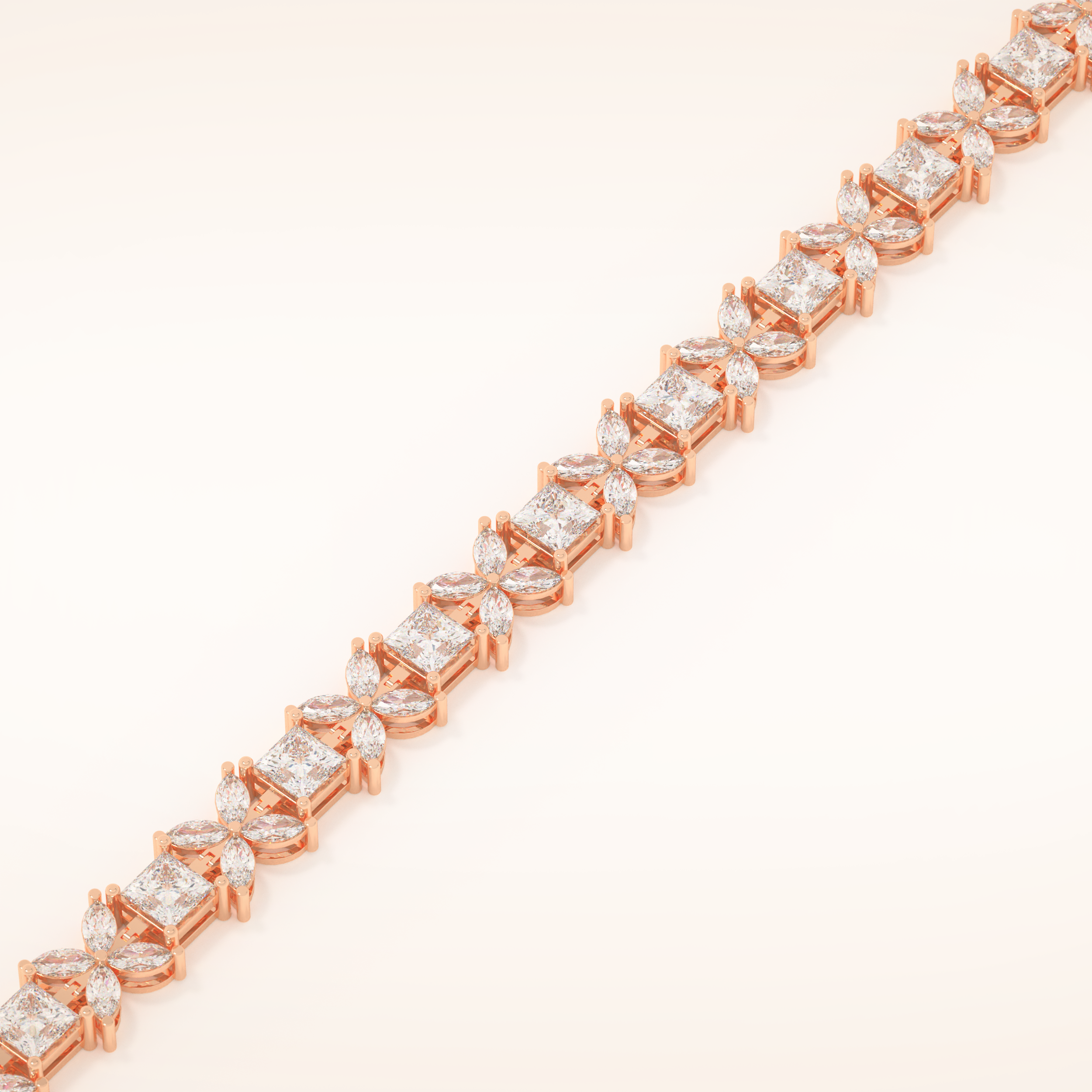 7.32 TCW Princess and Marquise Moissanite Tennis Bracelet