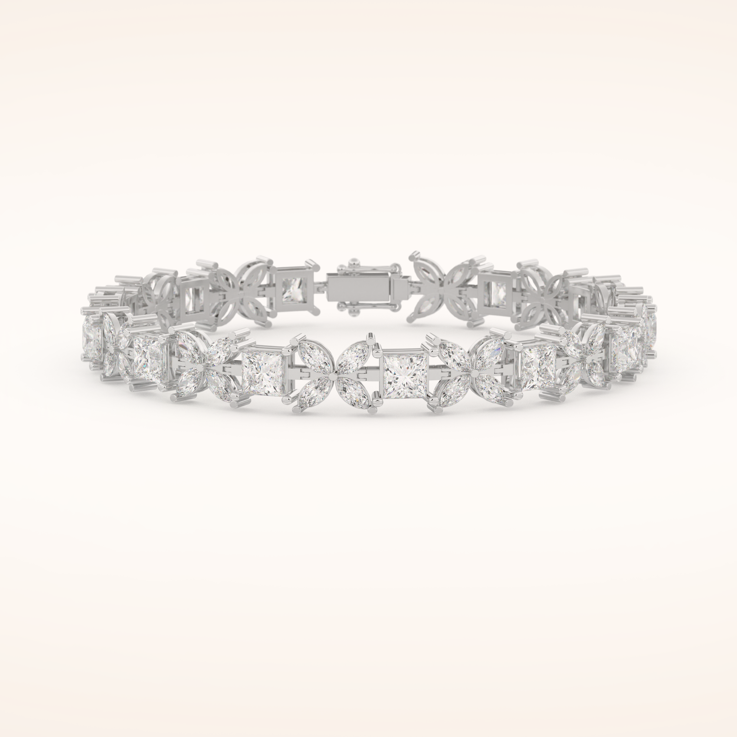 7.32 TCW Princess and Marquise Moissanite Tennis Bracelet