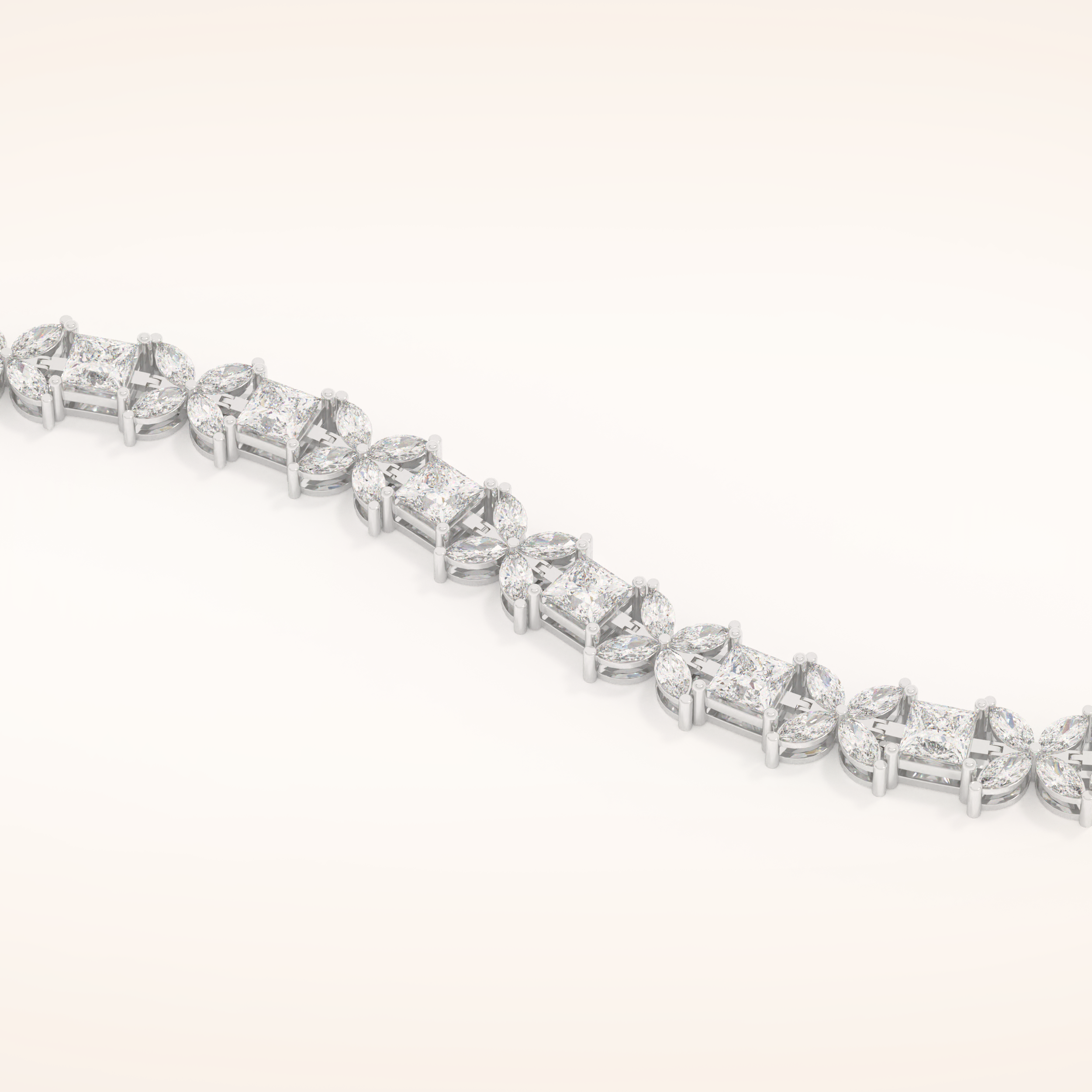 7.32 TCW Princess and Marquise Moissanite Tennis Bracelet