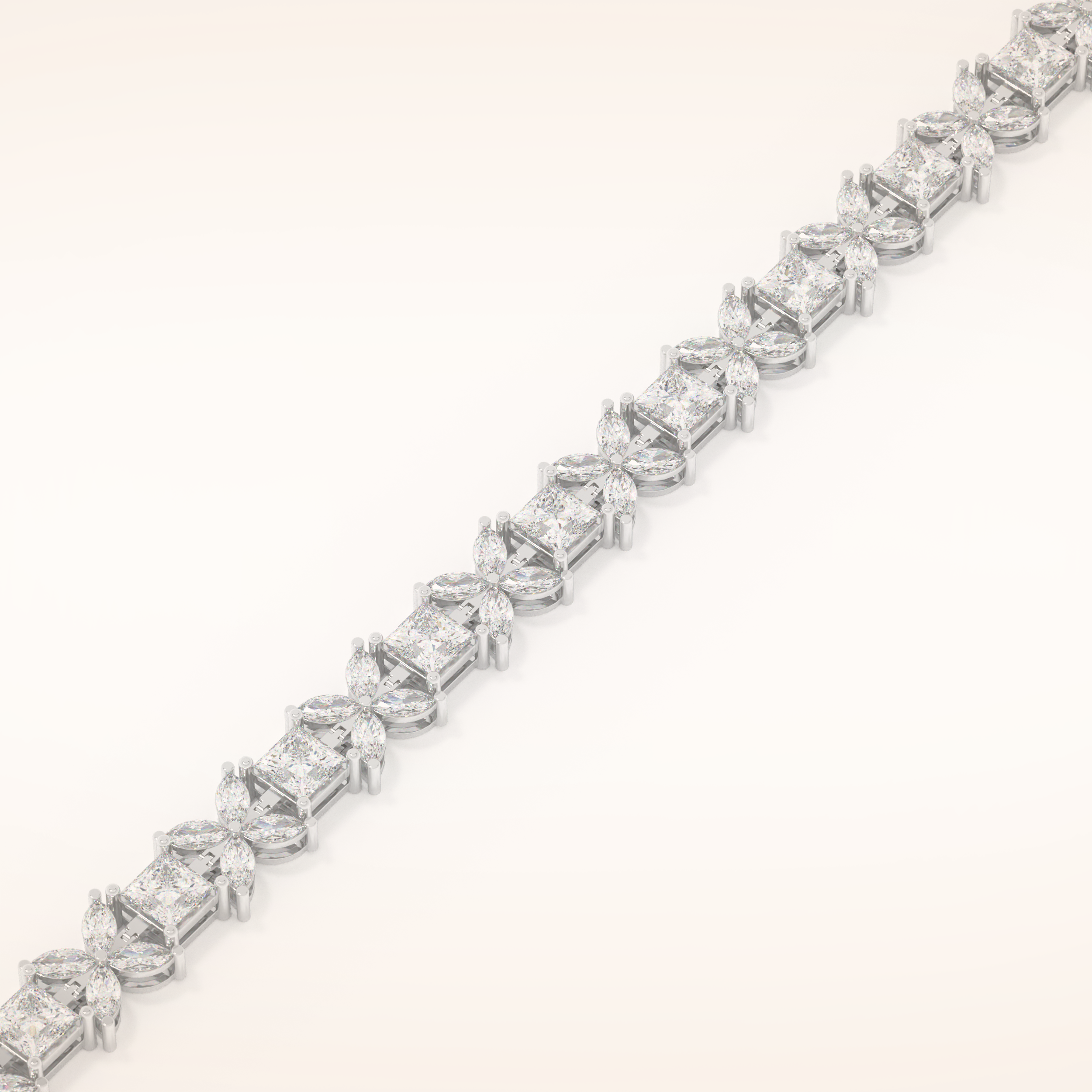7.32 TCW Princess and Marquise Moissanite Tennis Bracelet