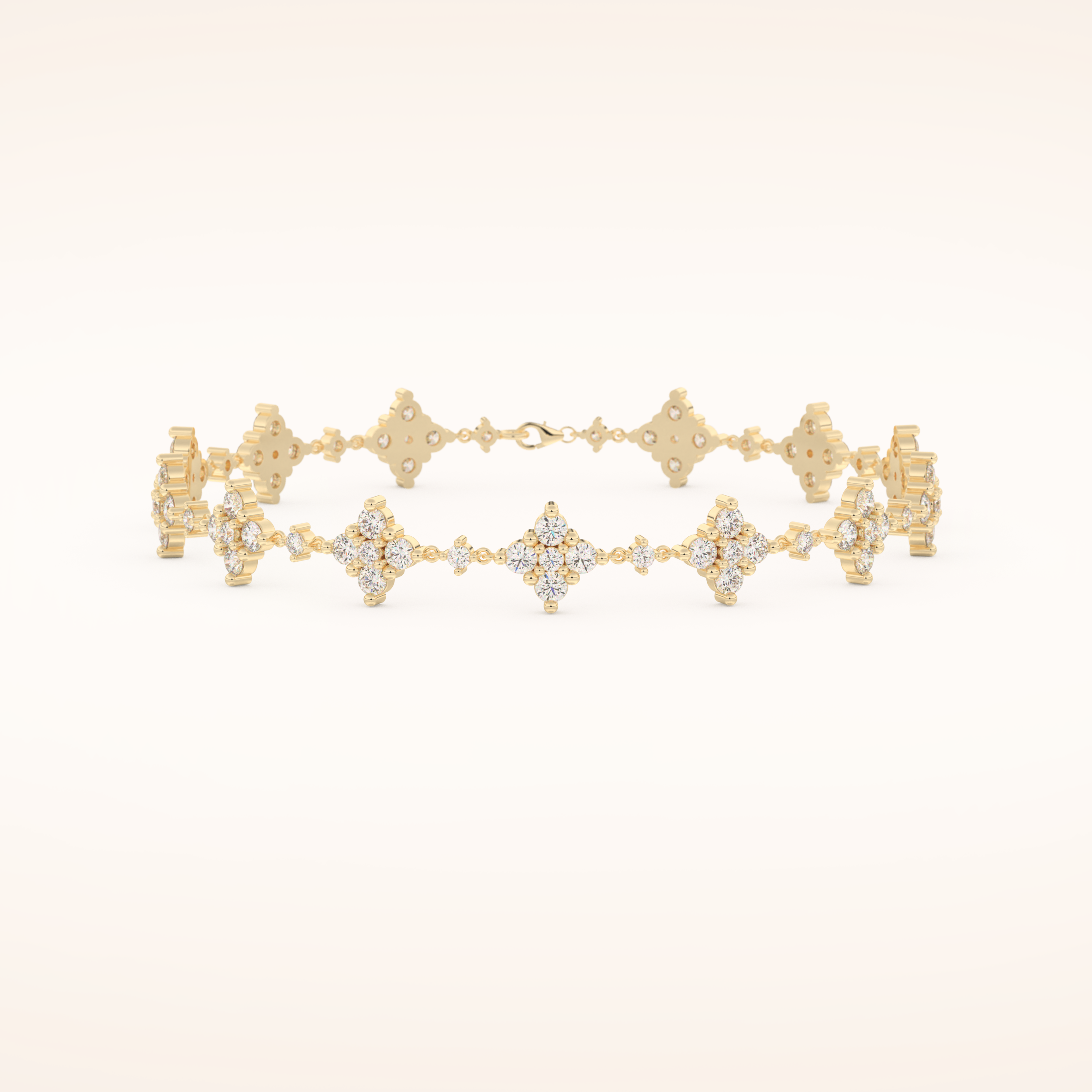 1.89 TCW Round Moissanite Clover Bracelet