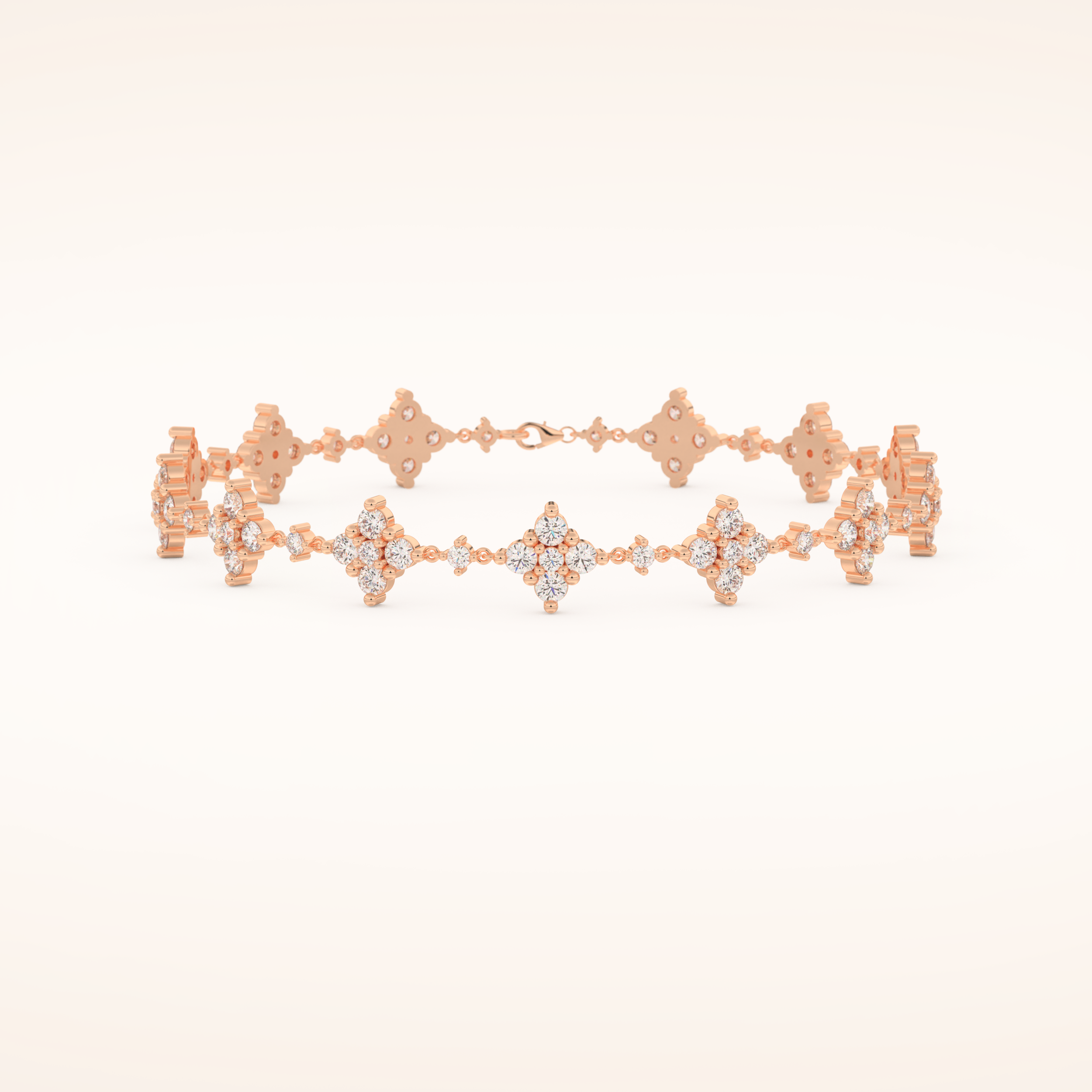 1.89 TCW Round Moissanite Clover Bracelet