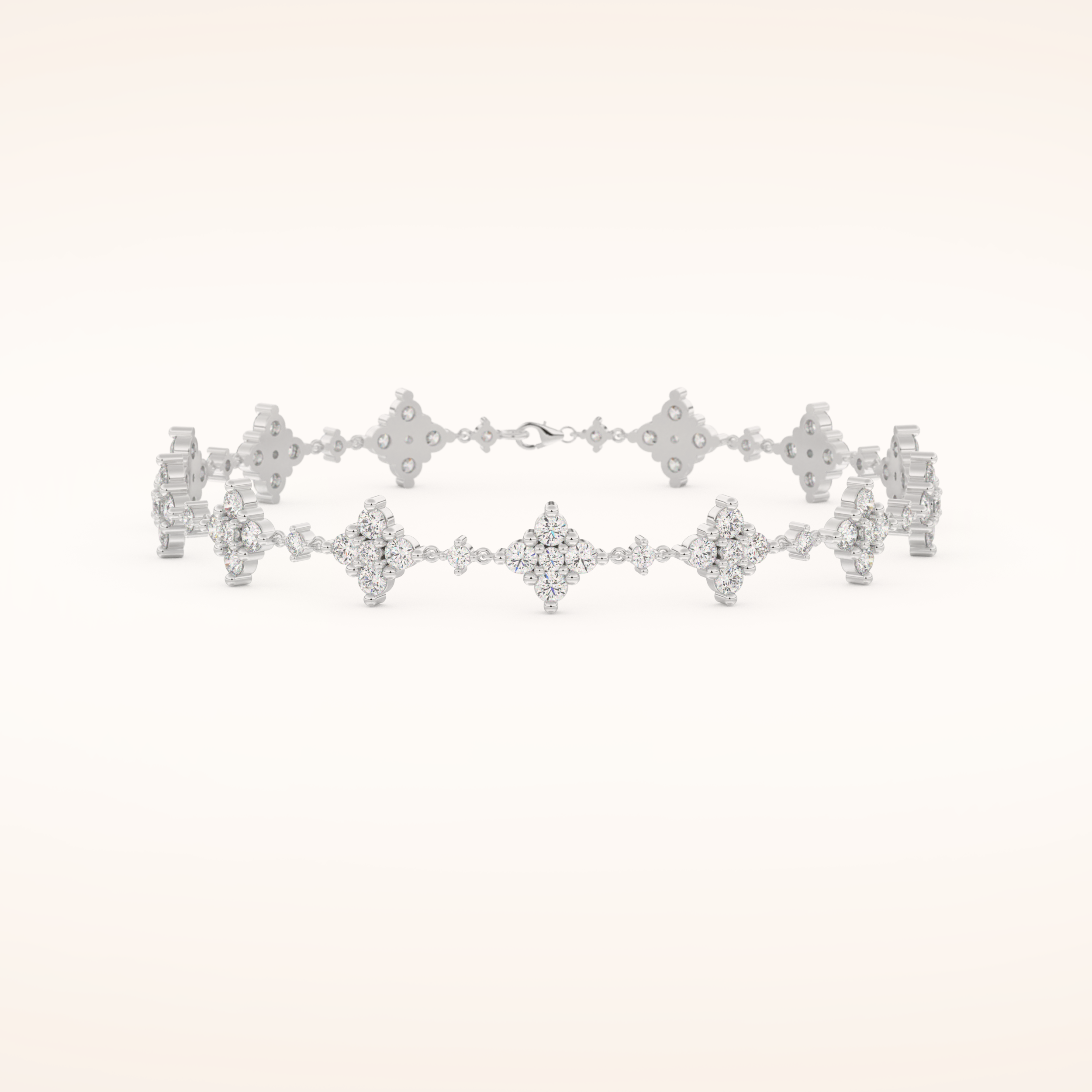 1.89 TCW Round Moissanite Clover Bracelet