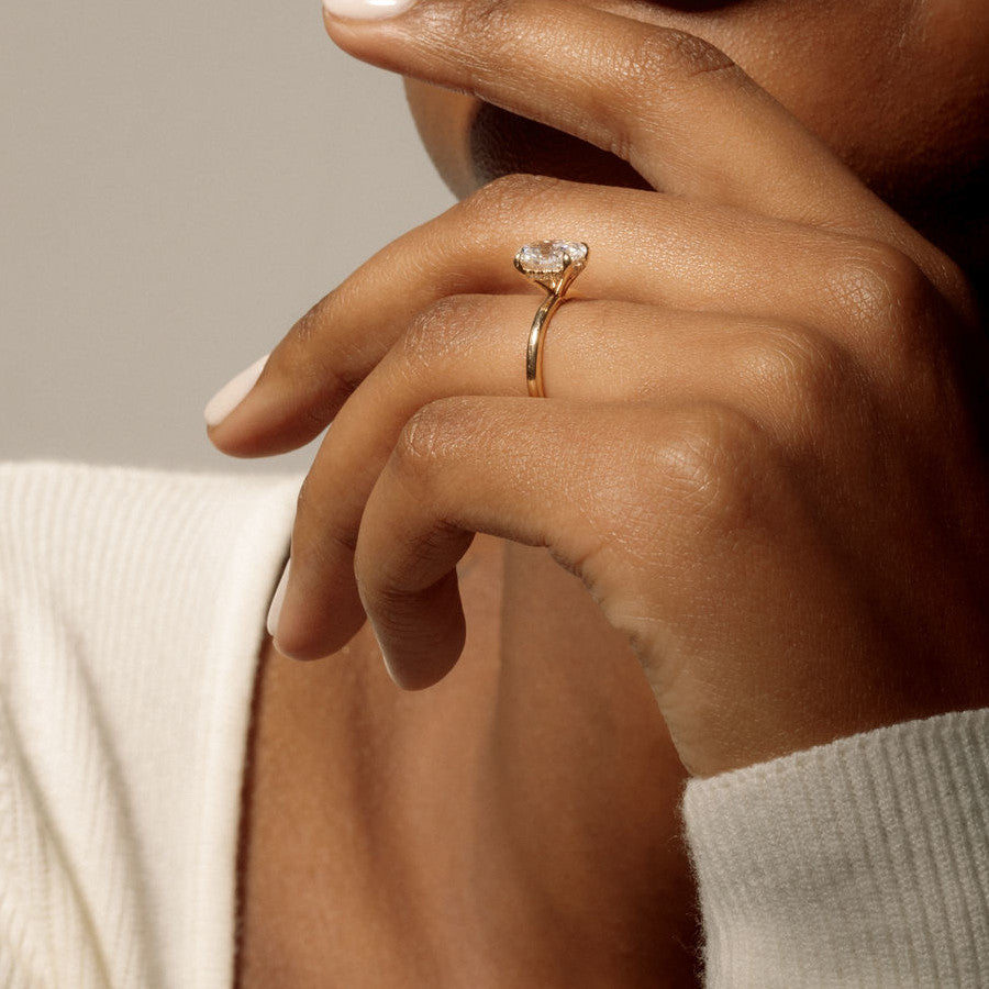 Hidden Halo Engagement Ring Featuring 1.50 CT Oval Moissanite 3