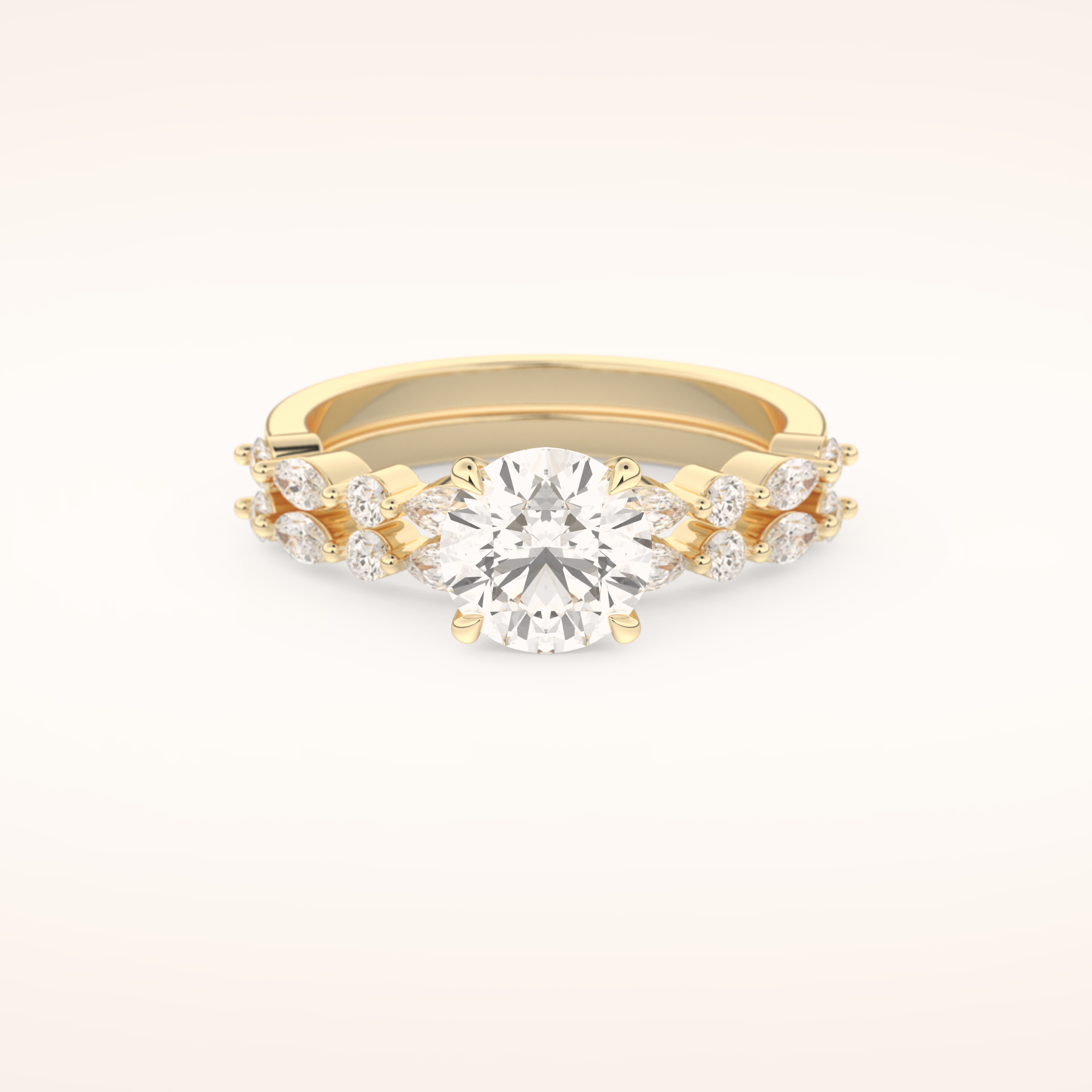 1.29 CT Round Cut Pave Moissanite Bridal Set 7