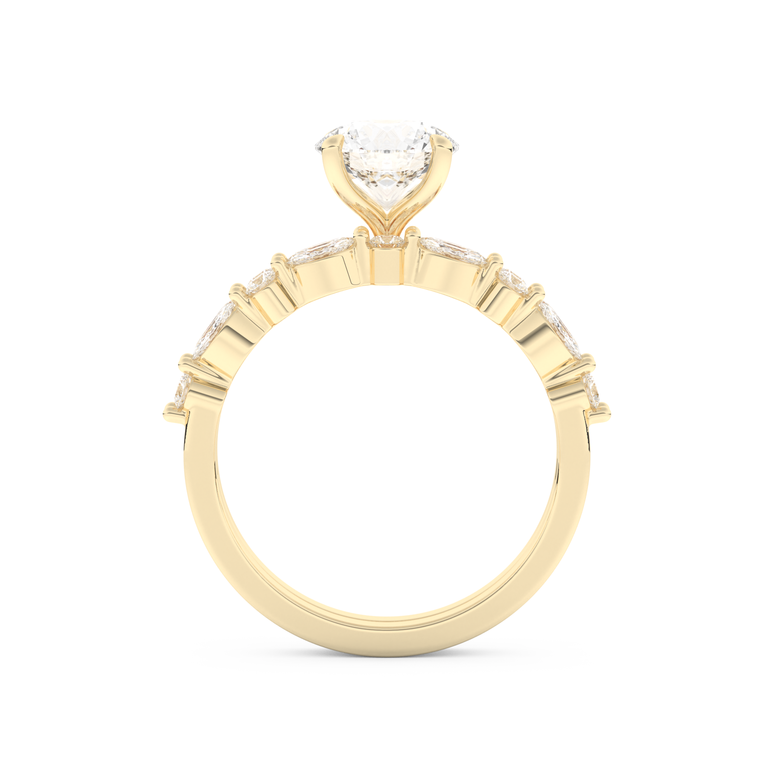Round Cut Moissanite Bridal Set with Pave Settings– 1.29 CT Center, 0.48 TCW Accents