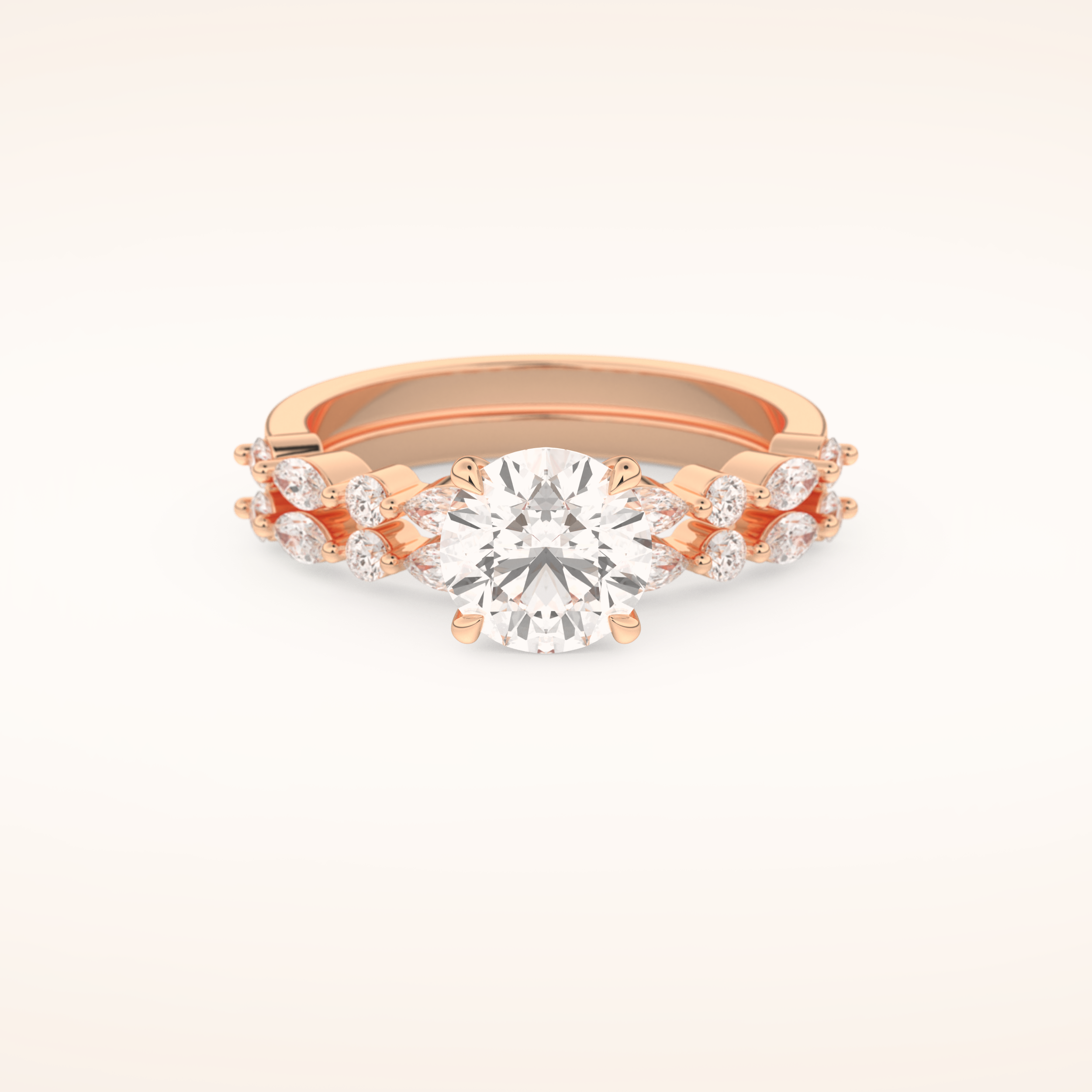 1.29 CT Round Cut Pave Moissanite Bridal Set 13