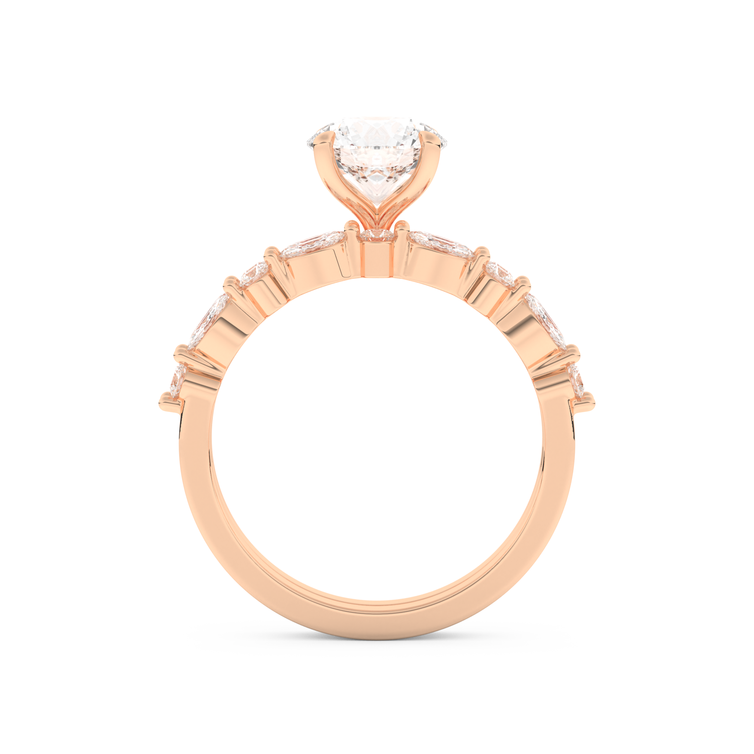 Round Cut Moissanite Bridal Set with Pave Settings– 1.29 CT Center, 0.48 TCW Accents