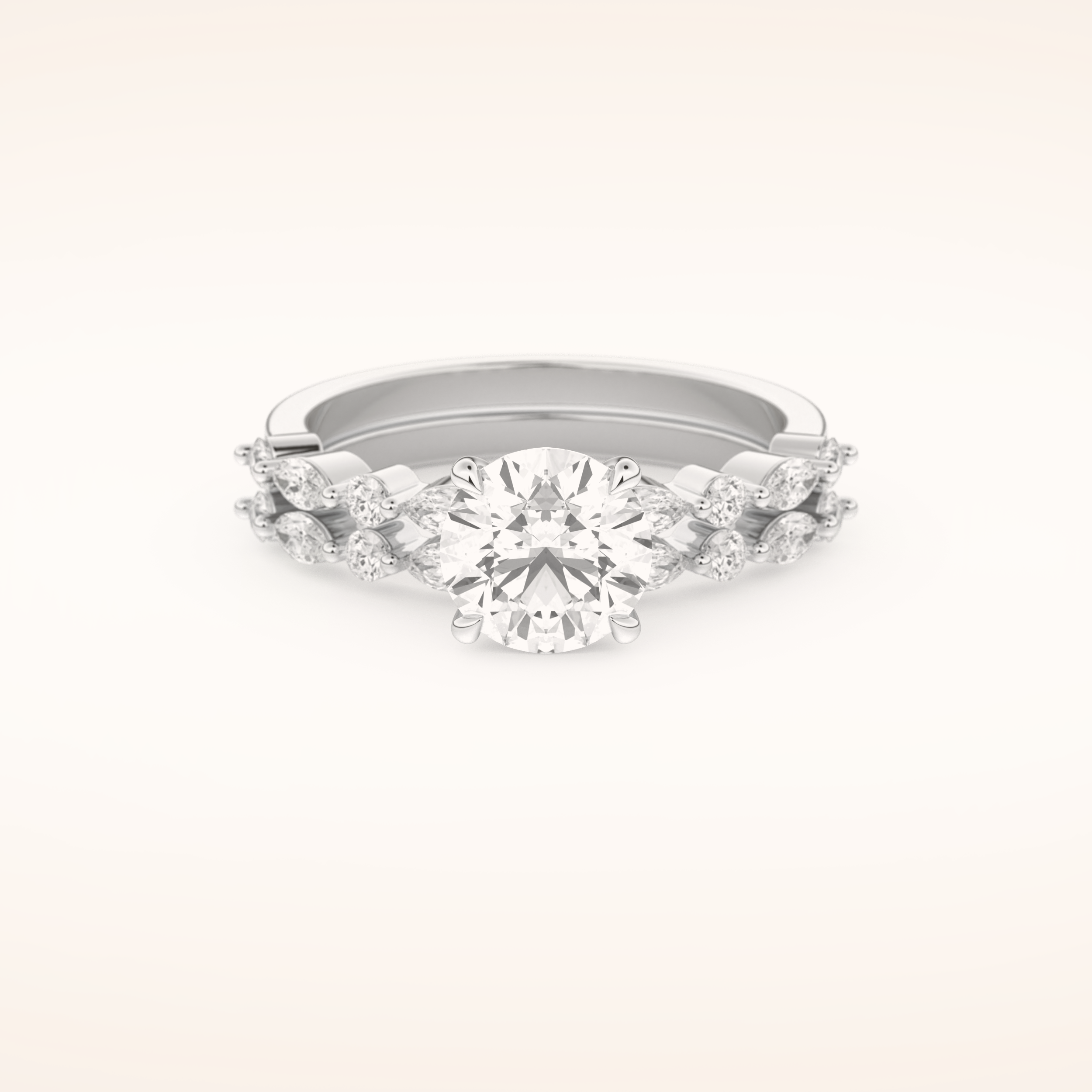 1.29 CT Round Cut Pave Moissanite Bridal Set 1