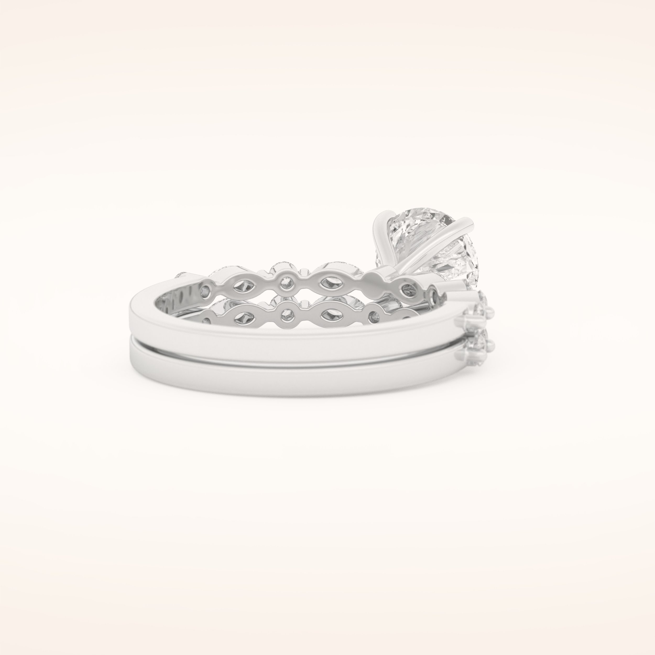 1.29 CT Round Cut Pave Moissanite Bridal Set 3
