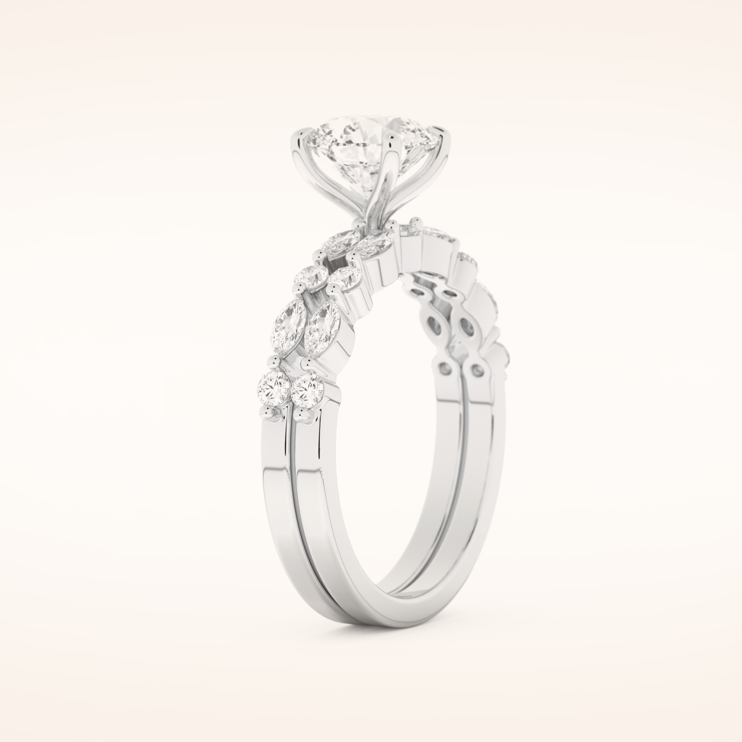 1.29 CT Round Cut Pave Moissanite Bridal Set 4