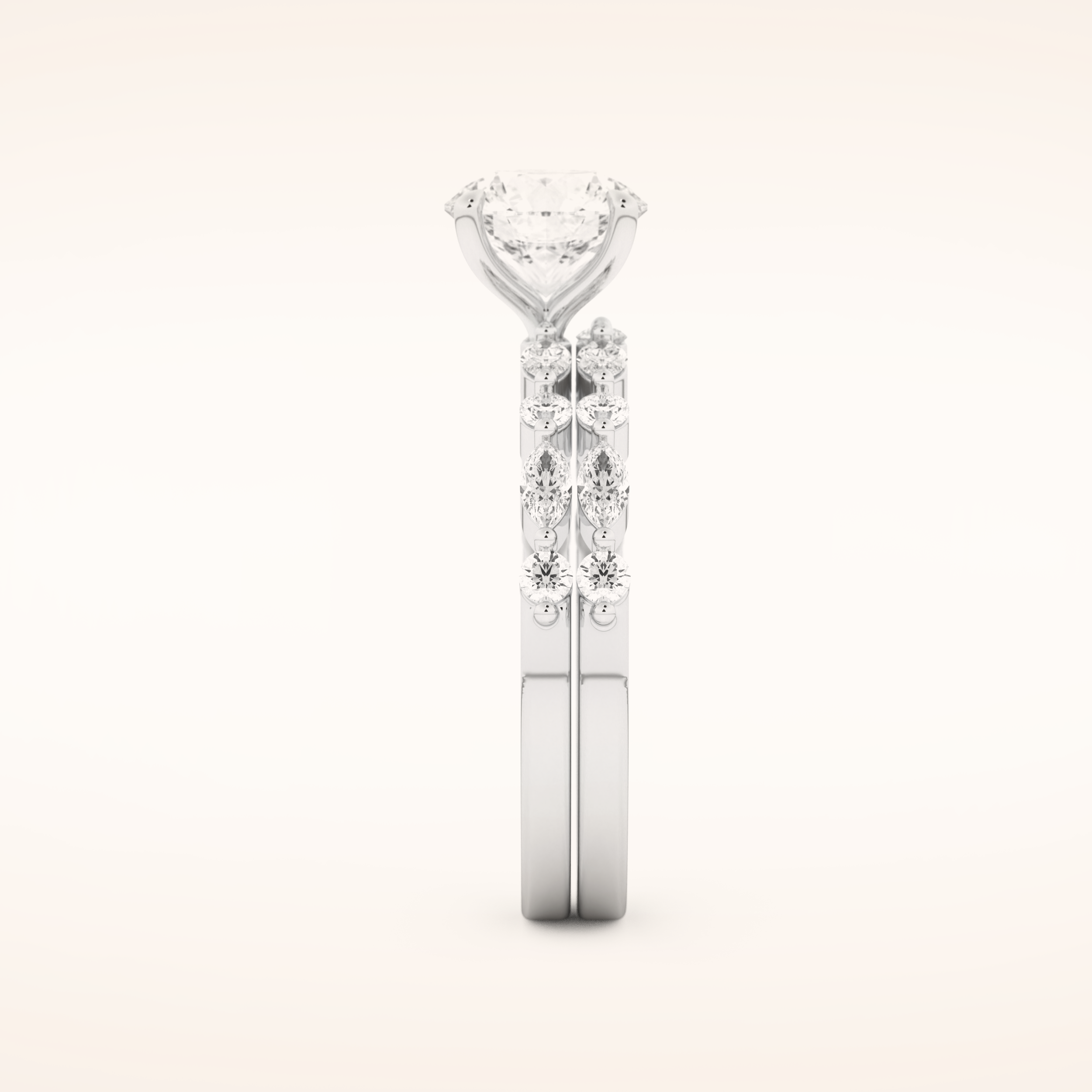 1.29 CT Round Cut Pave Moissanite Bridal Set 6