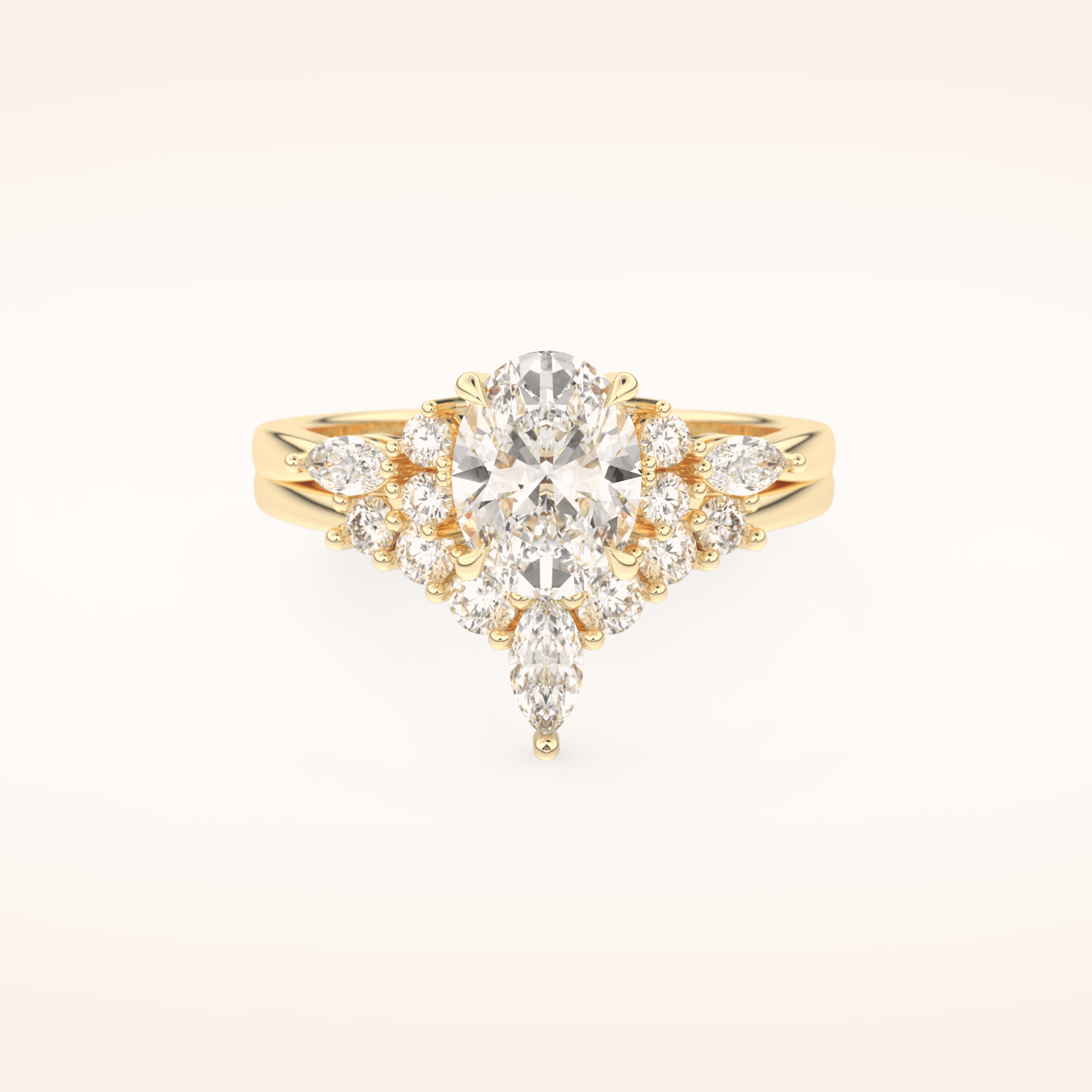 1.22 CT Oval Shaped Cluster Moissanite Bridal Set 7