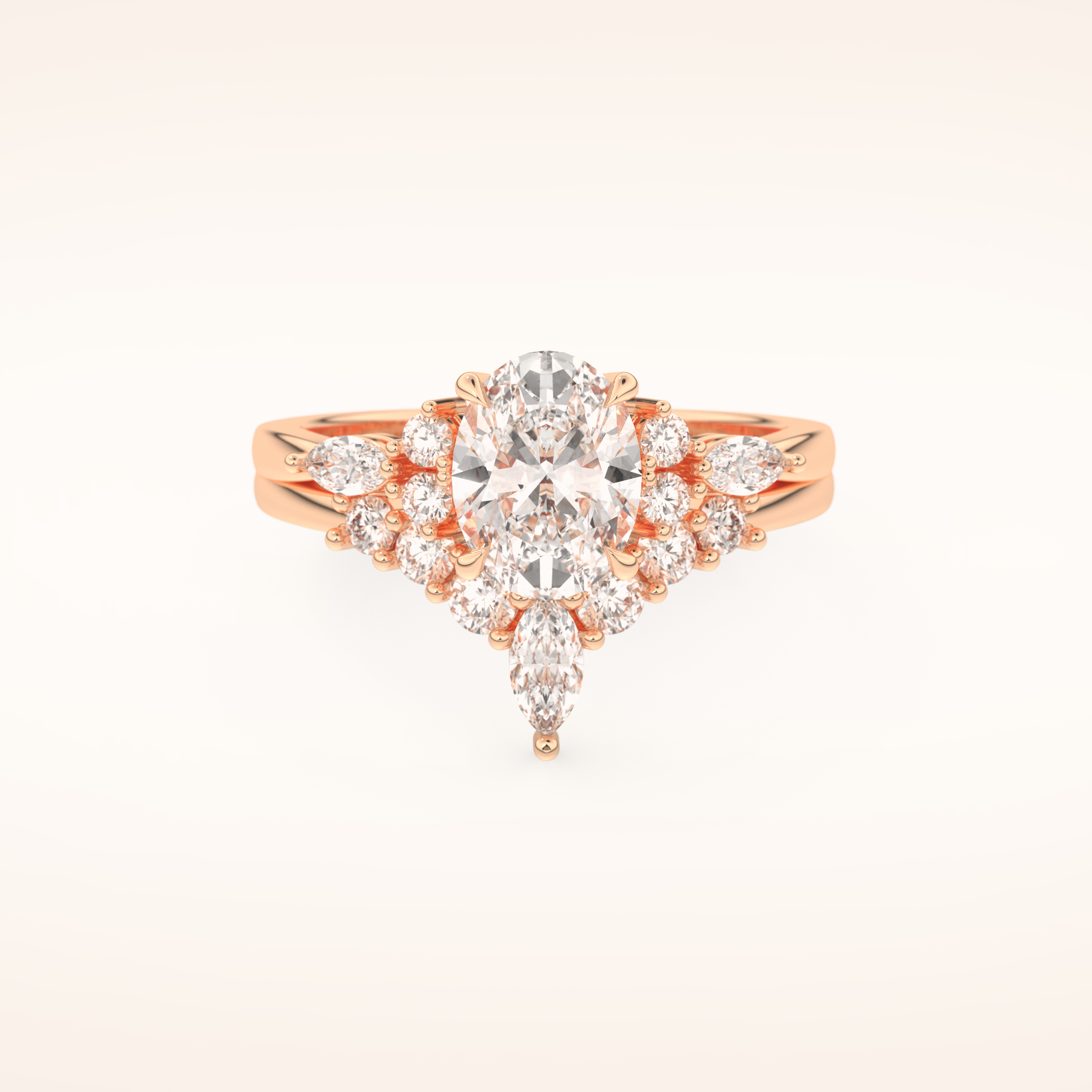 1.22 CT Oval Shaped Cluster Moissanite Bridal Set 13