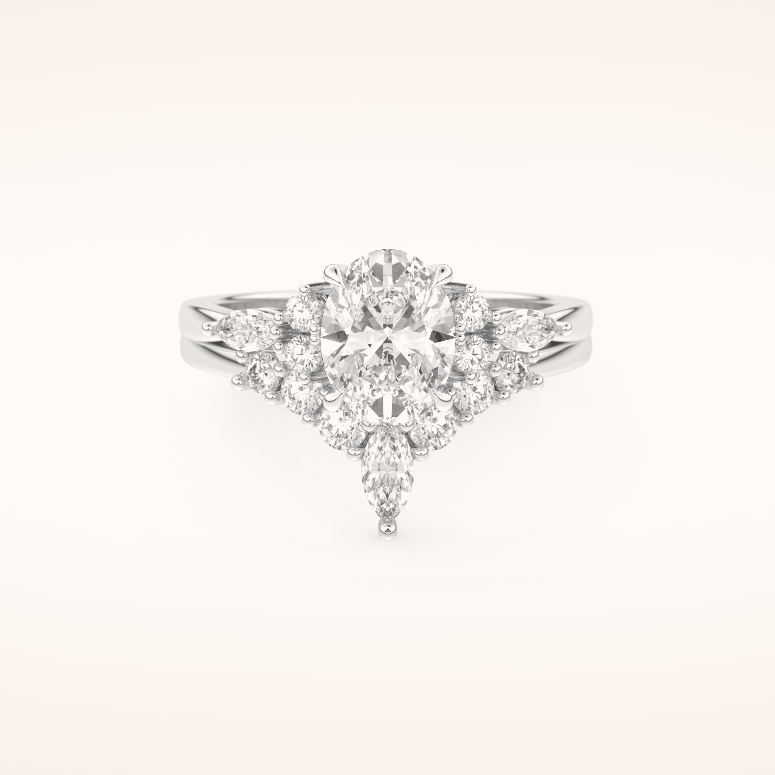 1.22 CT Oval Shaped Cluster Moissanite Bridal Set 1