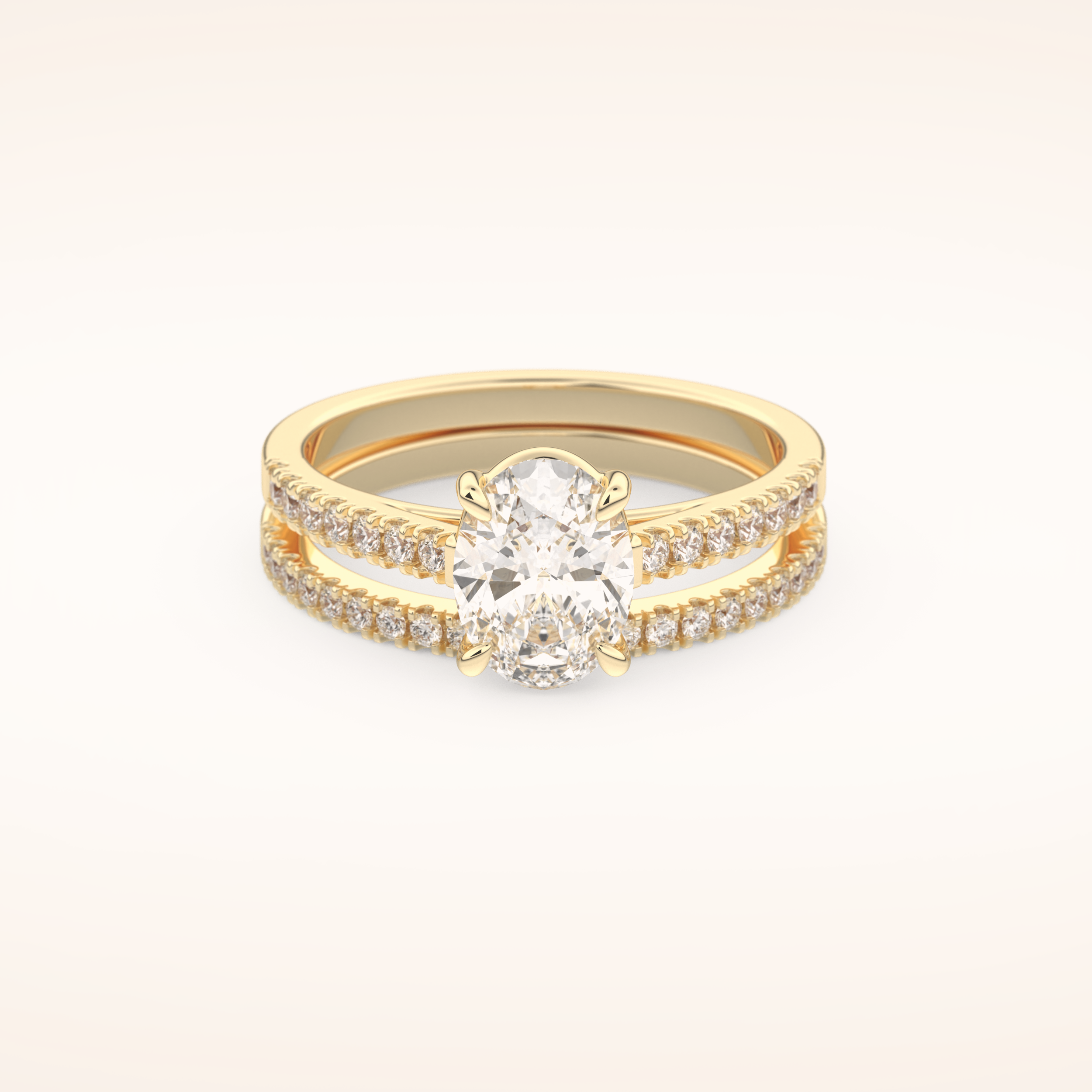 1.09 CT Oval Shaped Pave Moissanite Bridal Set 7
