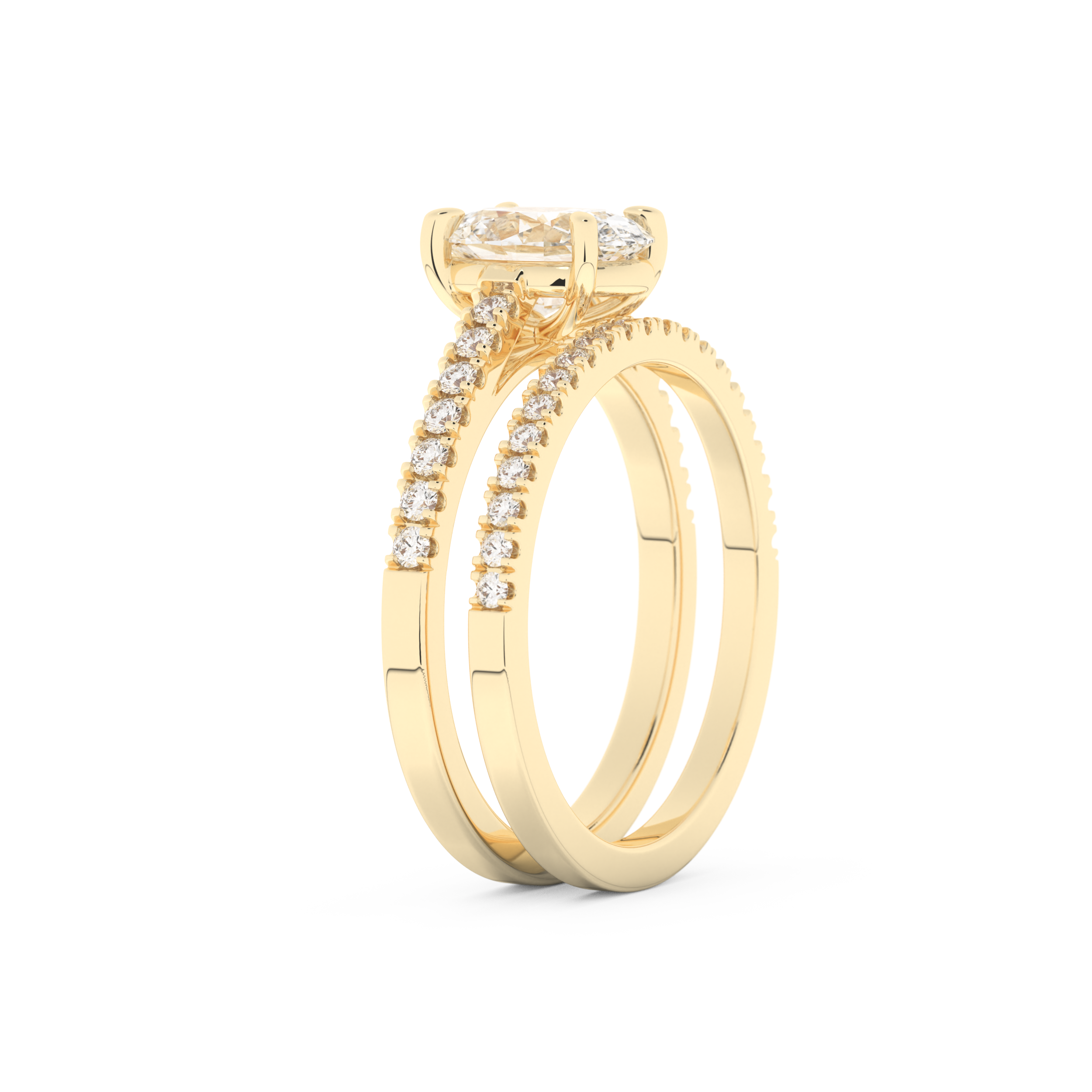 Oval Cut Moissanite Bridal Set with Pave Settings– 1.09 CT Center, 0.28 TCW Accents 10
