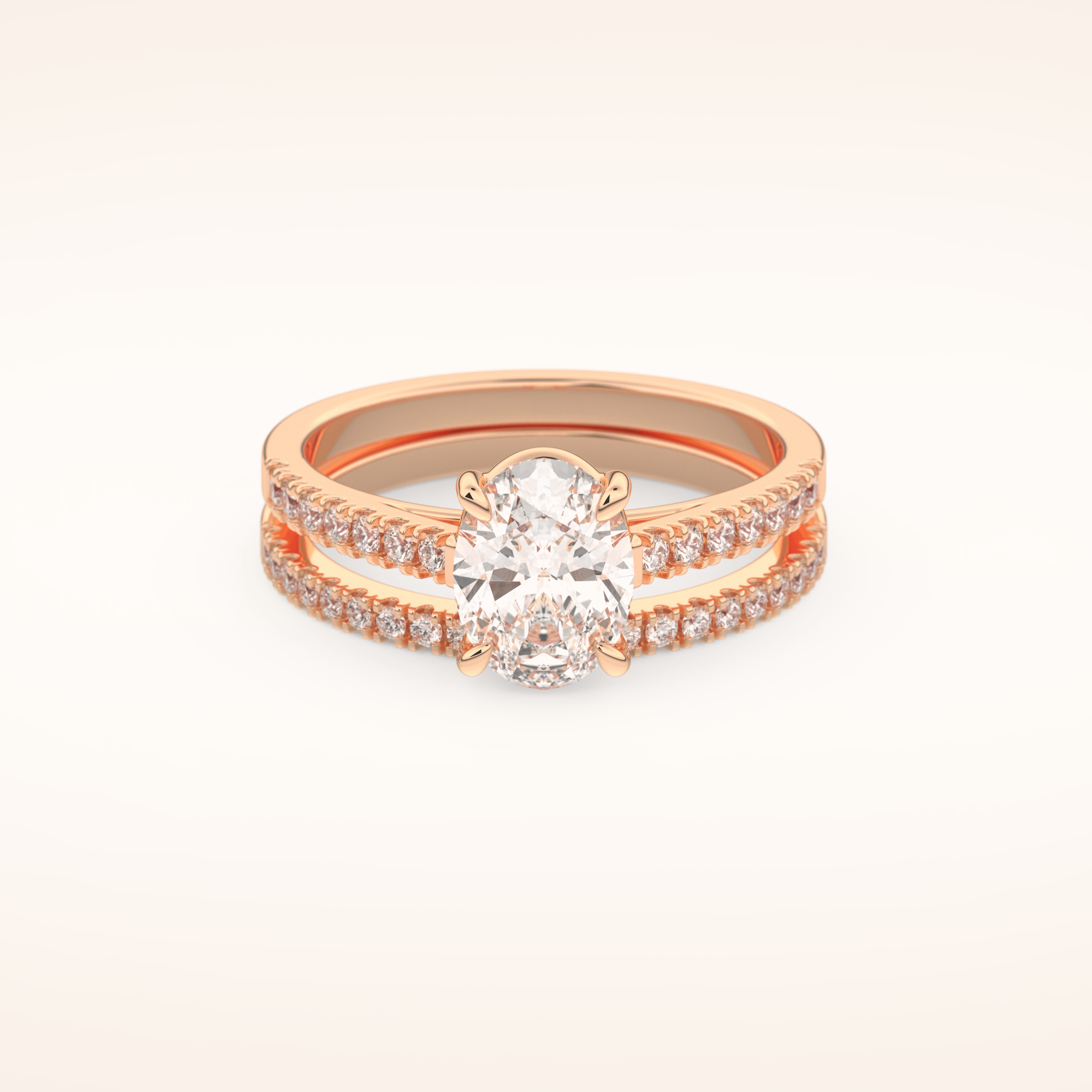 1.09 CT Oval Shaped Pave Moissanite Bridal Set 13