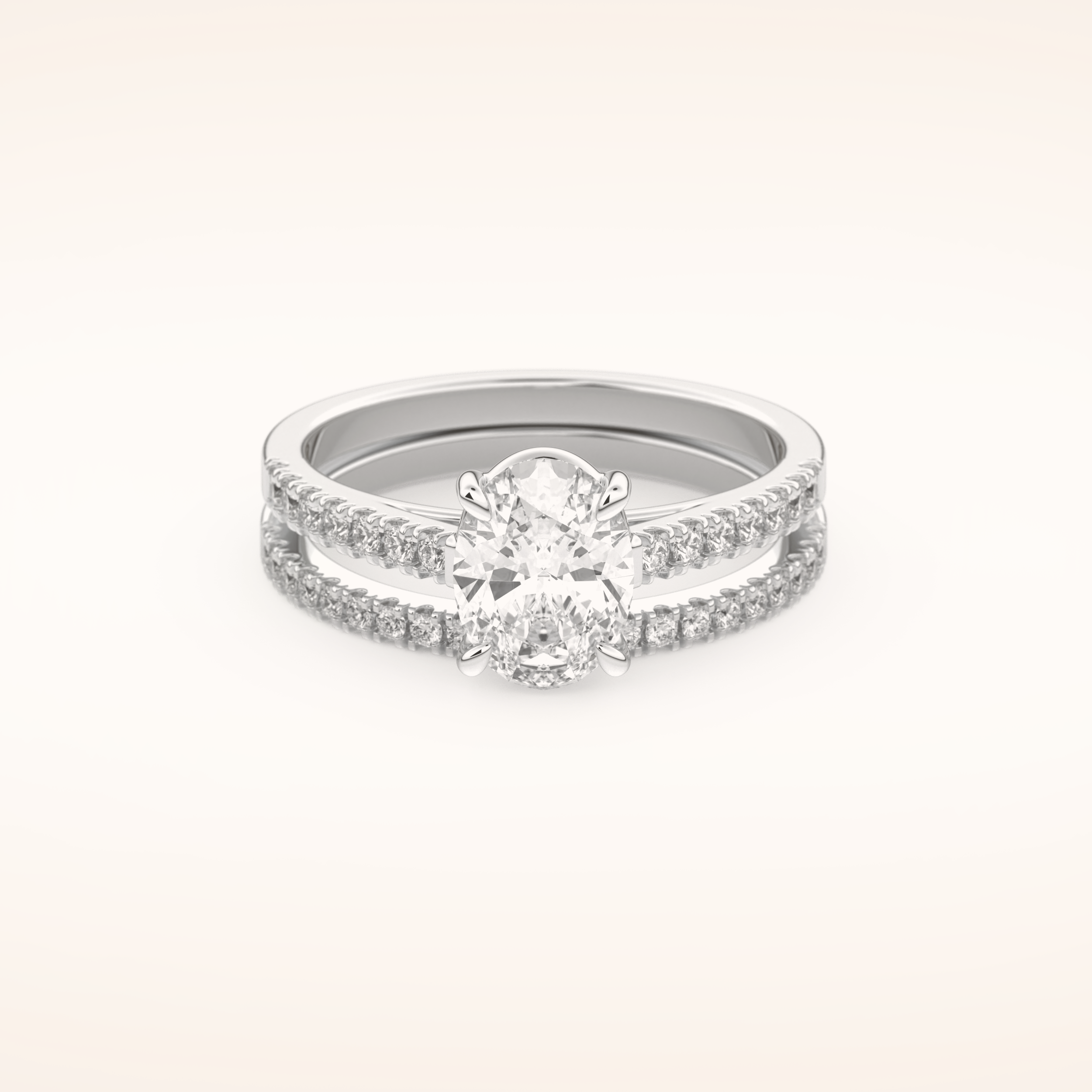 1.09 CT Oval Shaped Pave Moissanite Bridal Set 1
