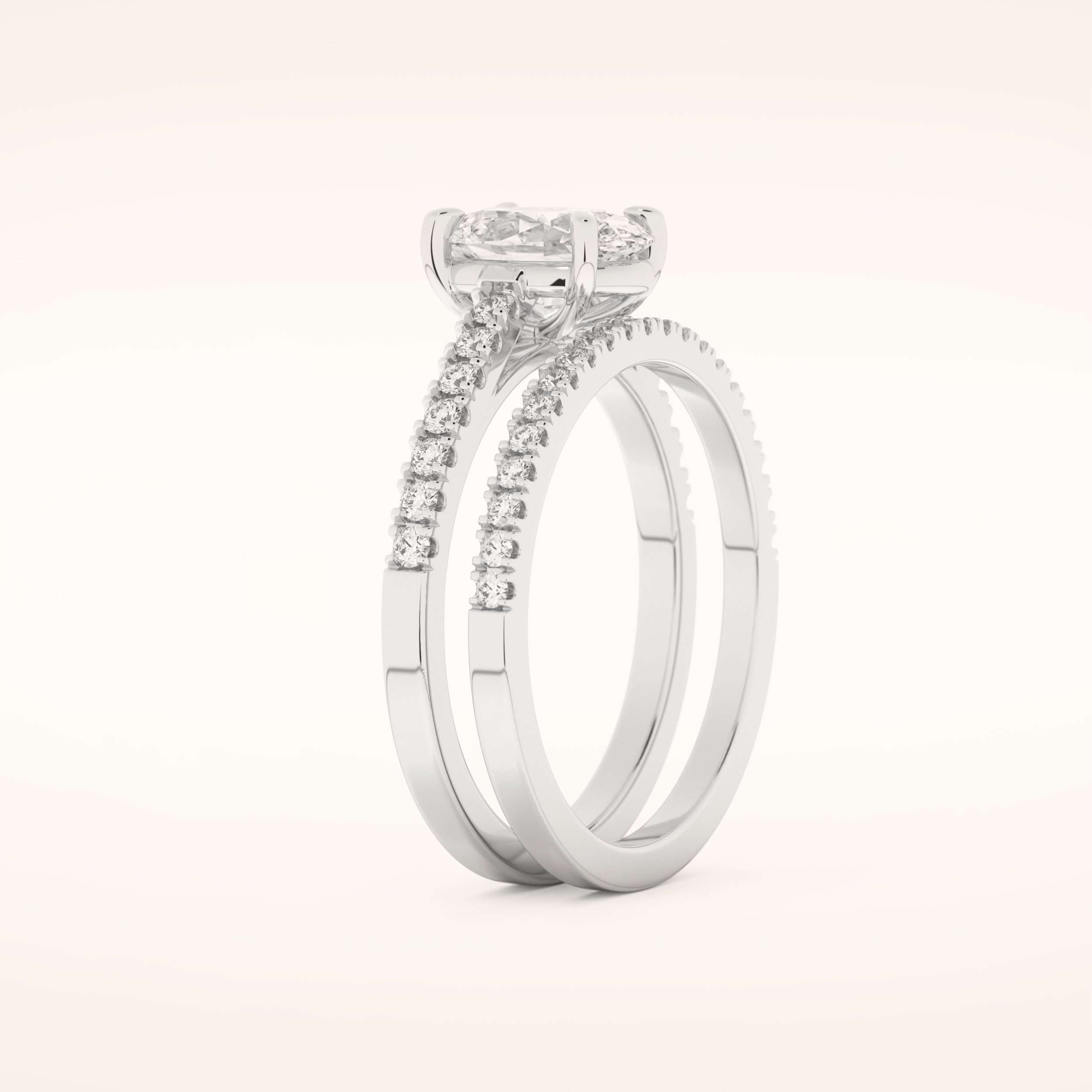 1.09 CT Oval Shaped Pave Moissanite Bridal Set 4