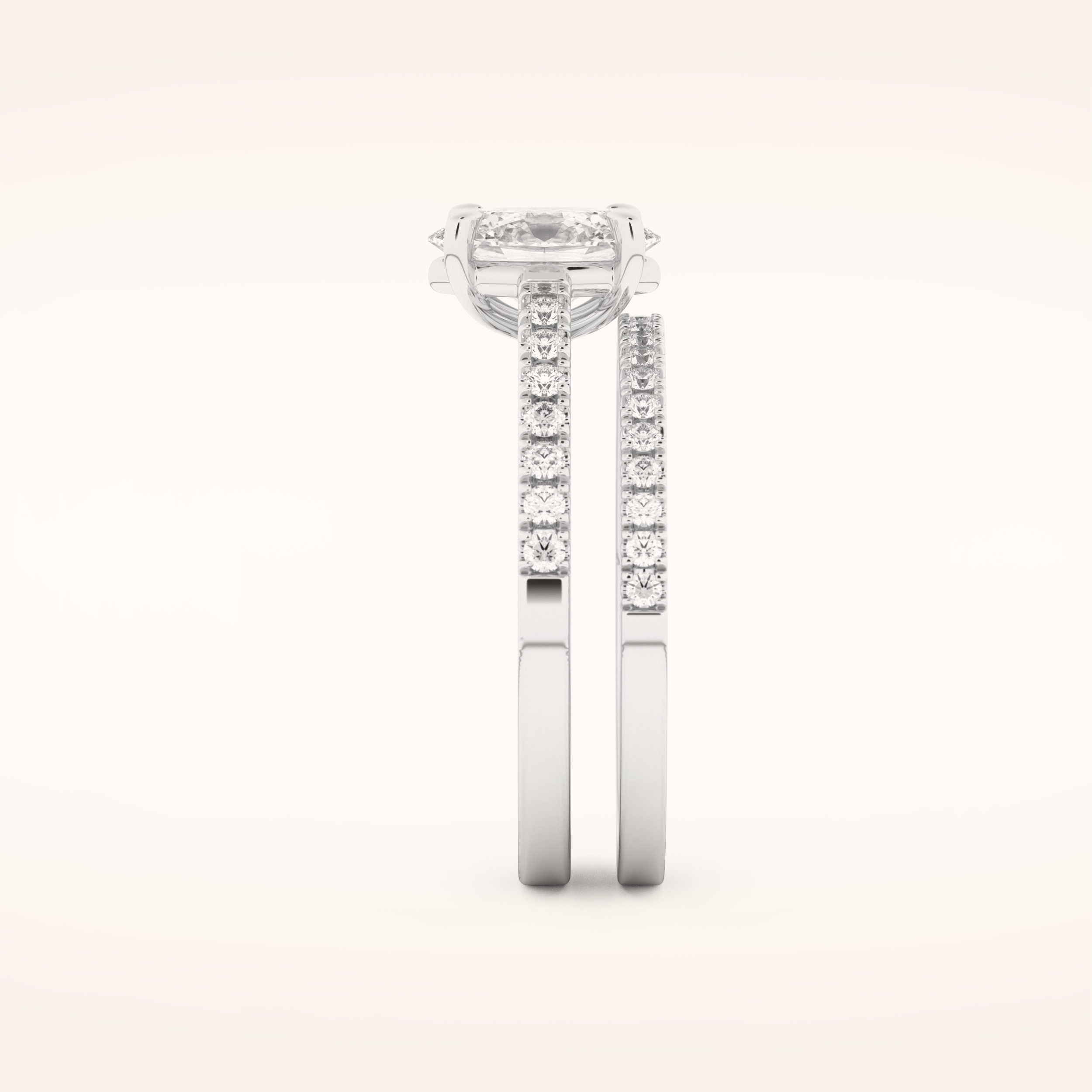 1.09 CT Oval Shaped Pave Moissanite Bridal Set 6