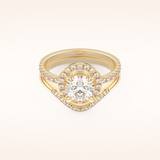 1.03 CT Round Shaped Halo & Pave Moissanite Bridal Set