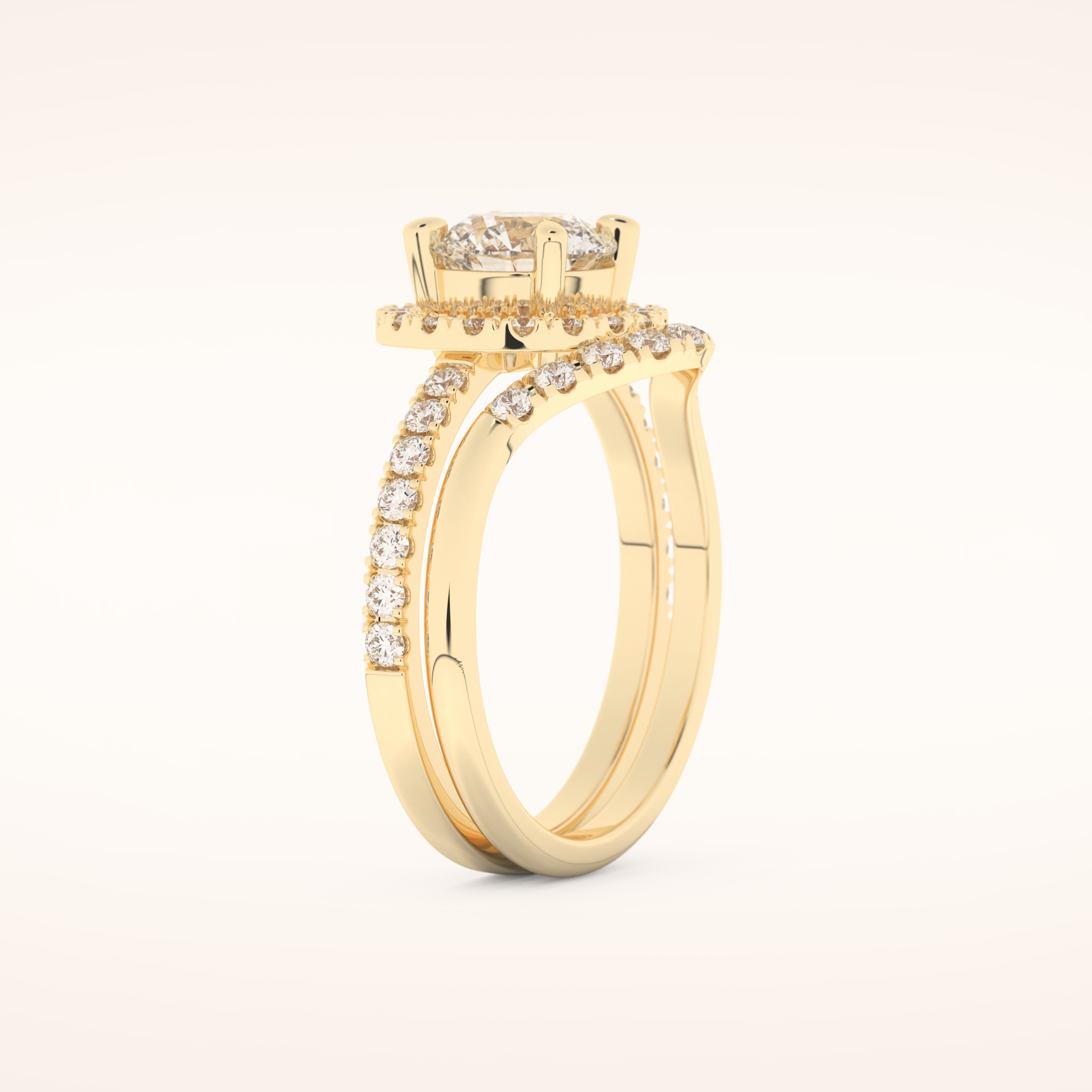 1.03 CT Round Shaped Halo & Pave Moissanite Bridal Set