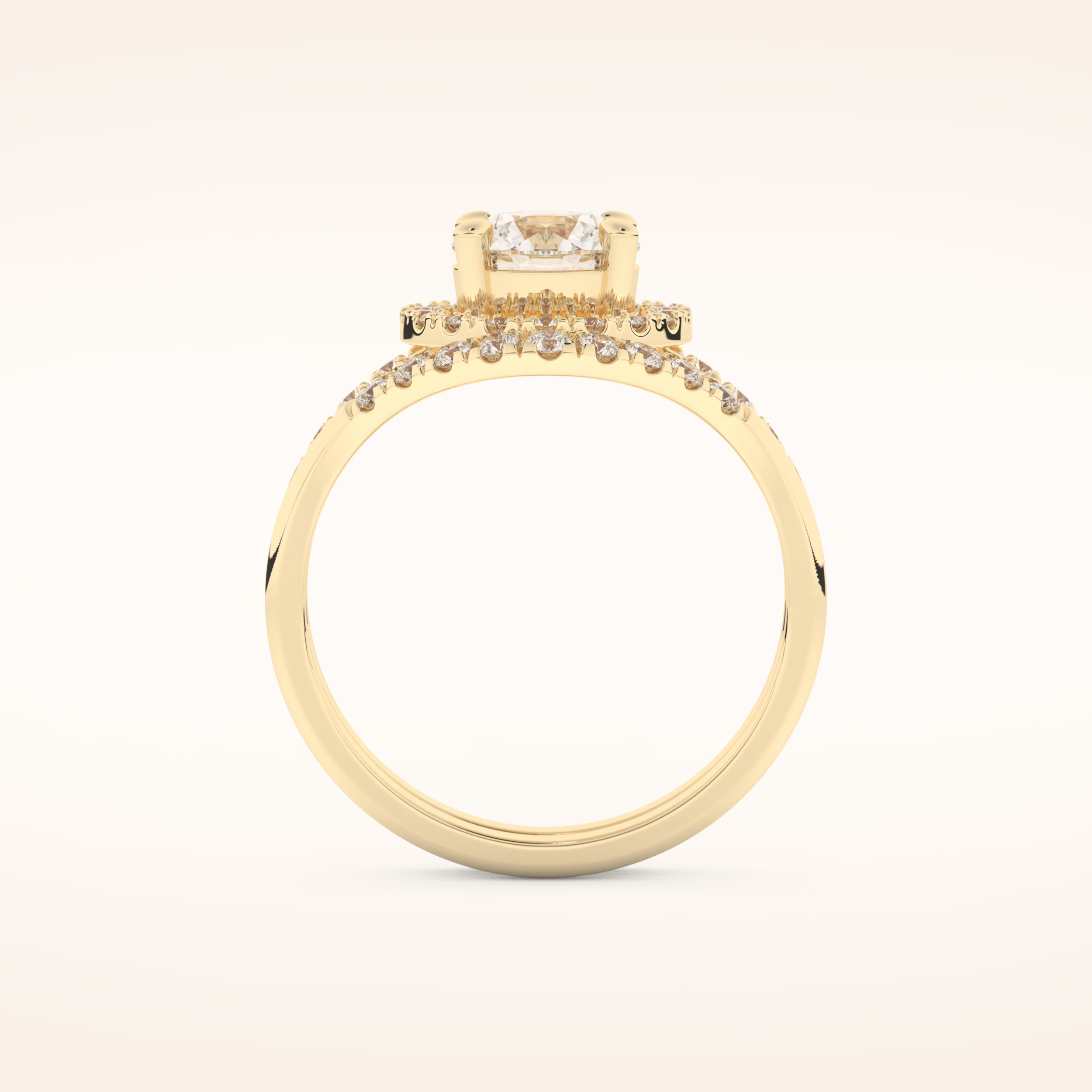 1.03 CT Round Shaped Halo & Pave Moissanite Bridal Set